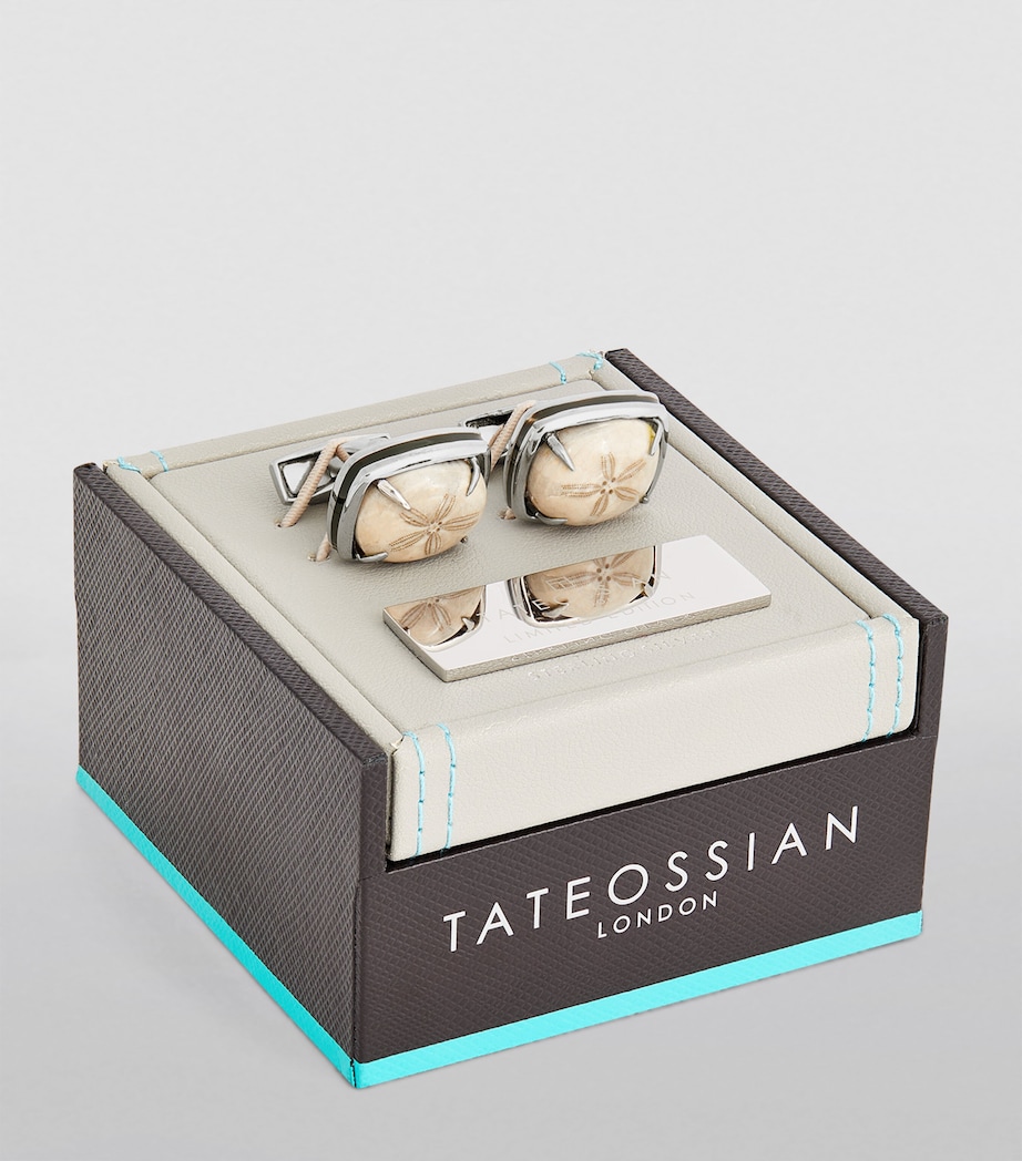 Rhodium-Plated Sterling Silver and Echinoid Cufflinks SILVER Image 3