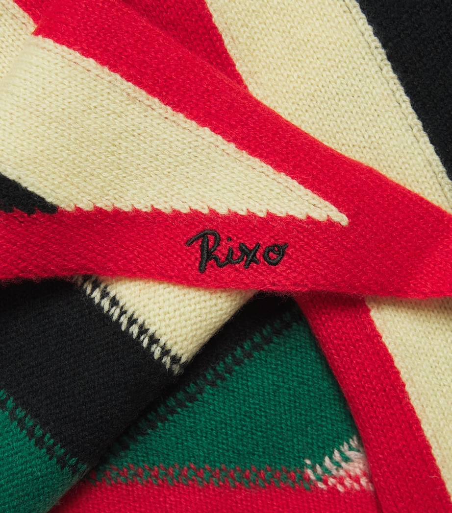 Rixo Wool-Cashmere Stripe Triangle Scarf Layla Dot Brown Image 4
