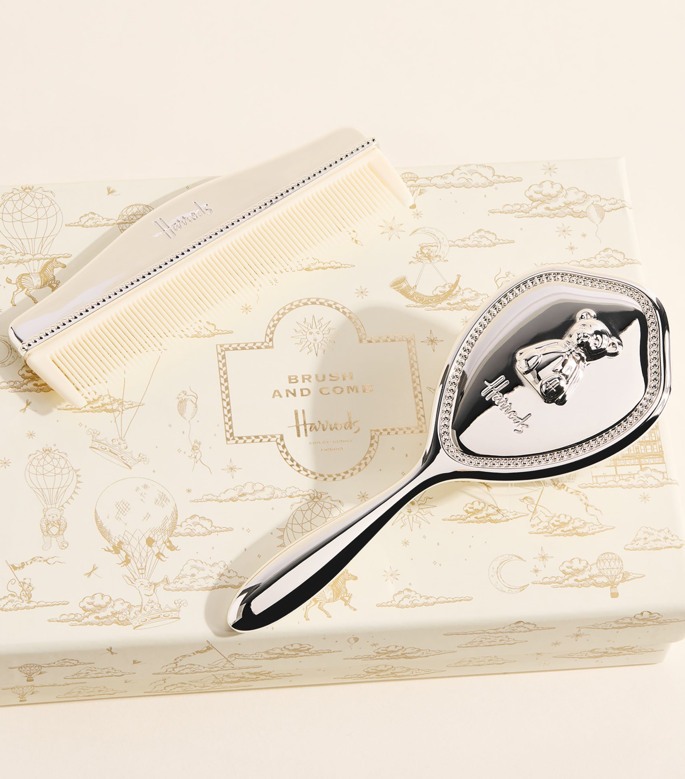 Harrods Brush and Comb Set Silver Image 3