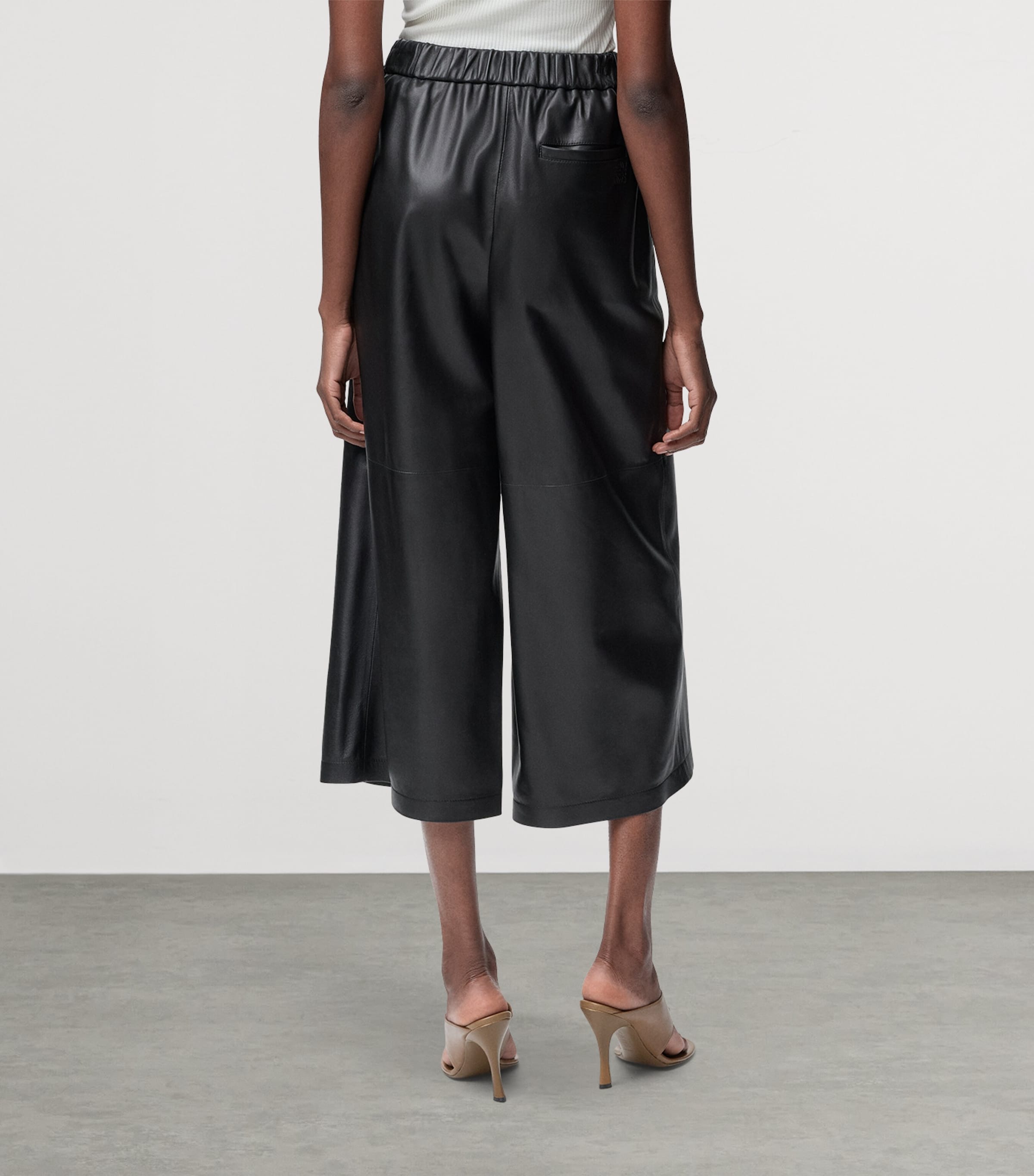 Nappa Lambskin Cropped Trousers BLACK Image 4