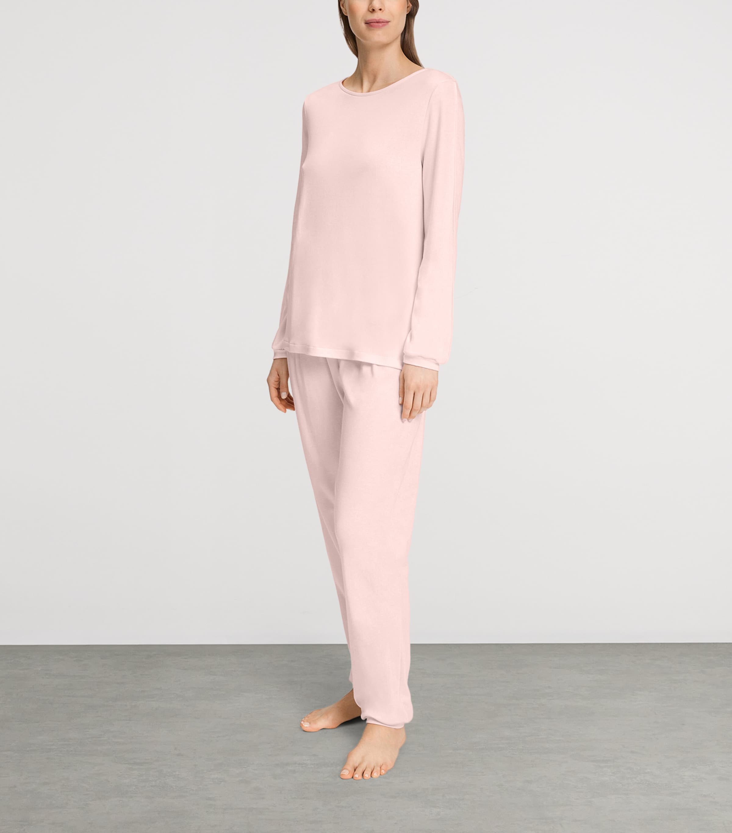 Hanro Womens Cotton Franca Pyjama Set Rosewater Image 2