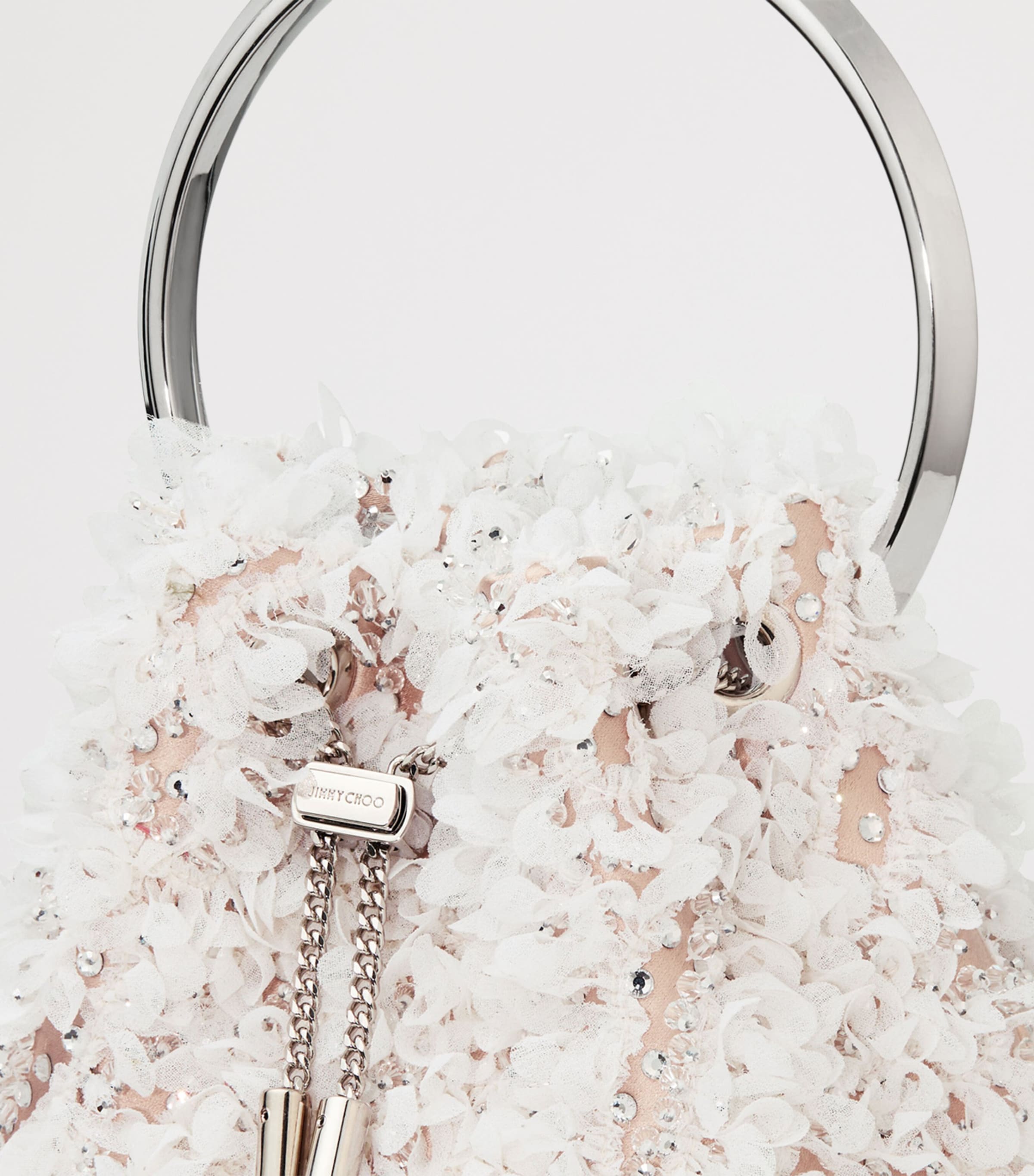 Satin Petal Bon Bon Top-Handle Bag IVORY/SILVER Image 5