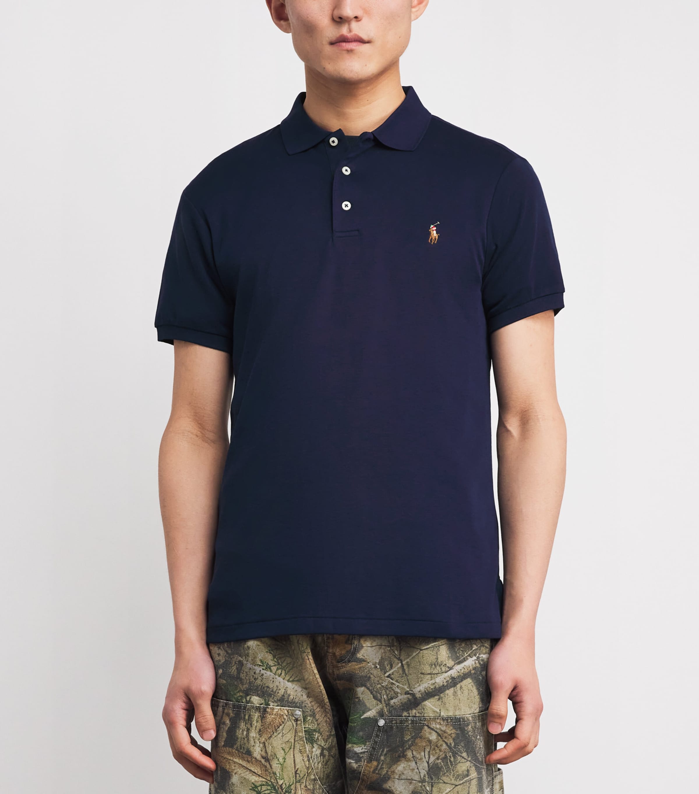 Polo Ralph Lauren Mens Cotton Slim-Fit Polo Shirt French Navy Image 3