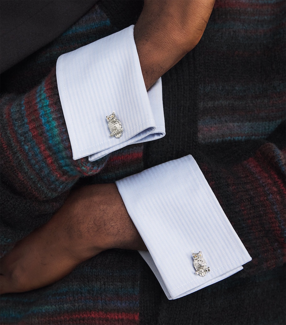Swarovski Crystal-Detail Thompson Owl Cufflinks ORANGE Image 5