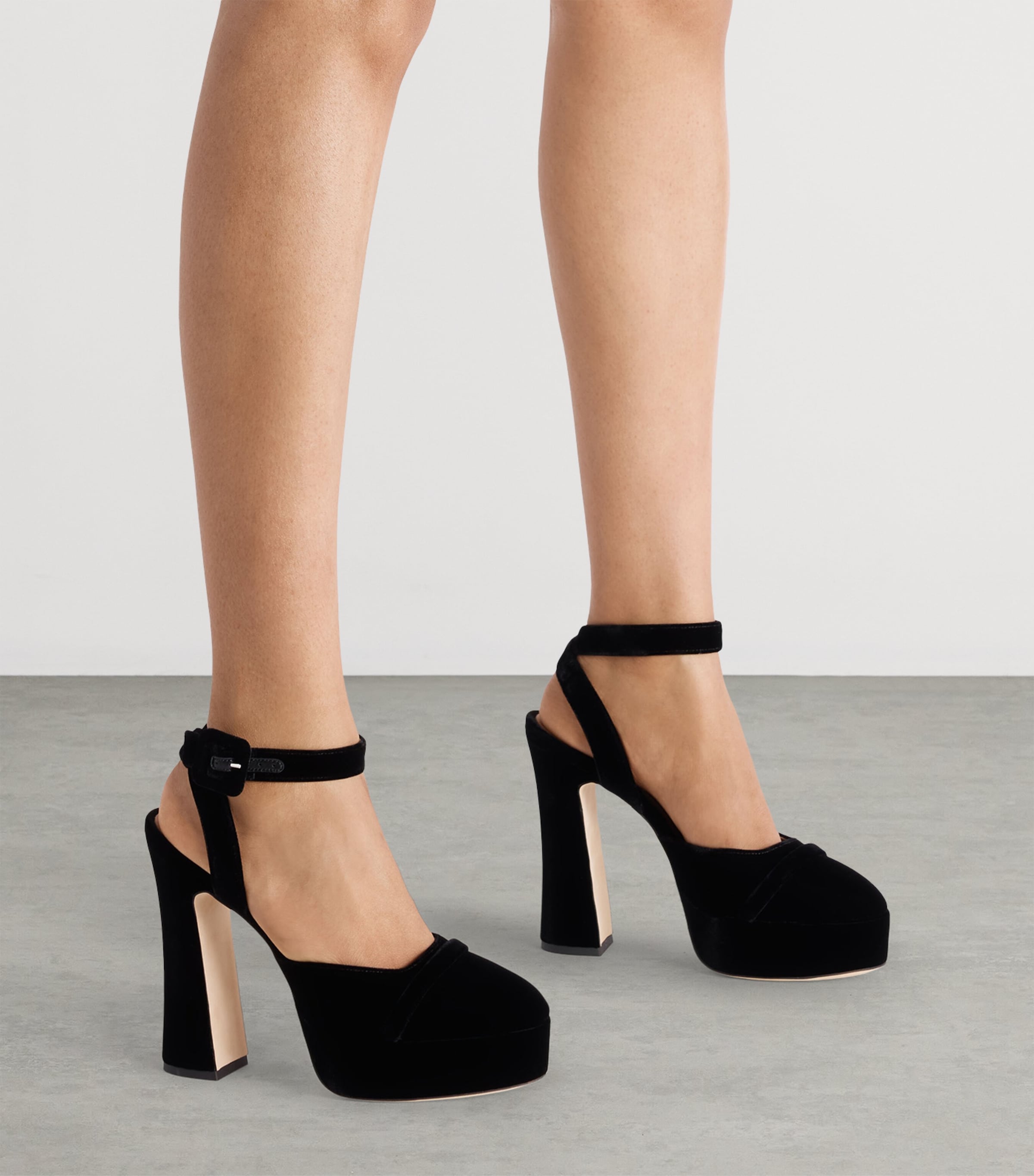 Velvet Mora Buckle Slingback Heels 125 BLACK Image 3