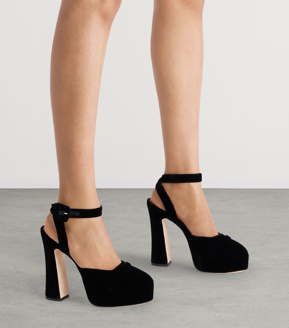 Velvet Mora Buckle Slingback Heels 125 BLACK Image 3