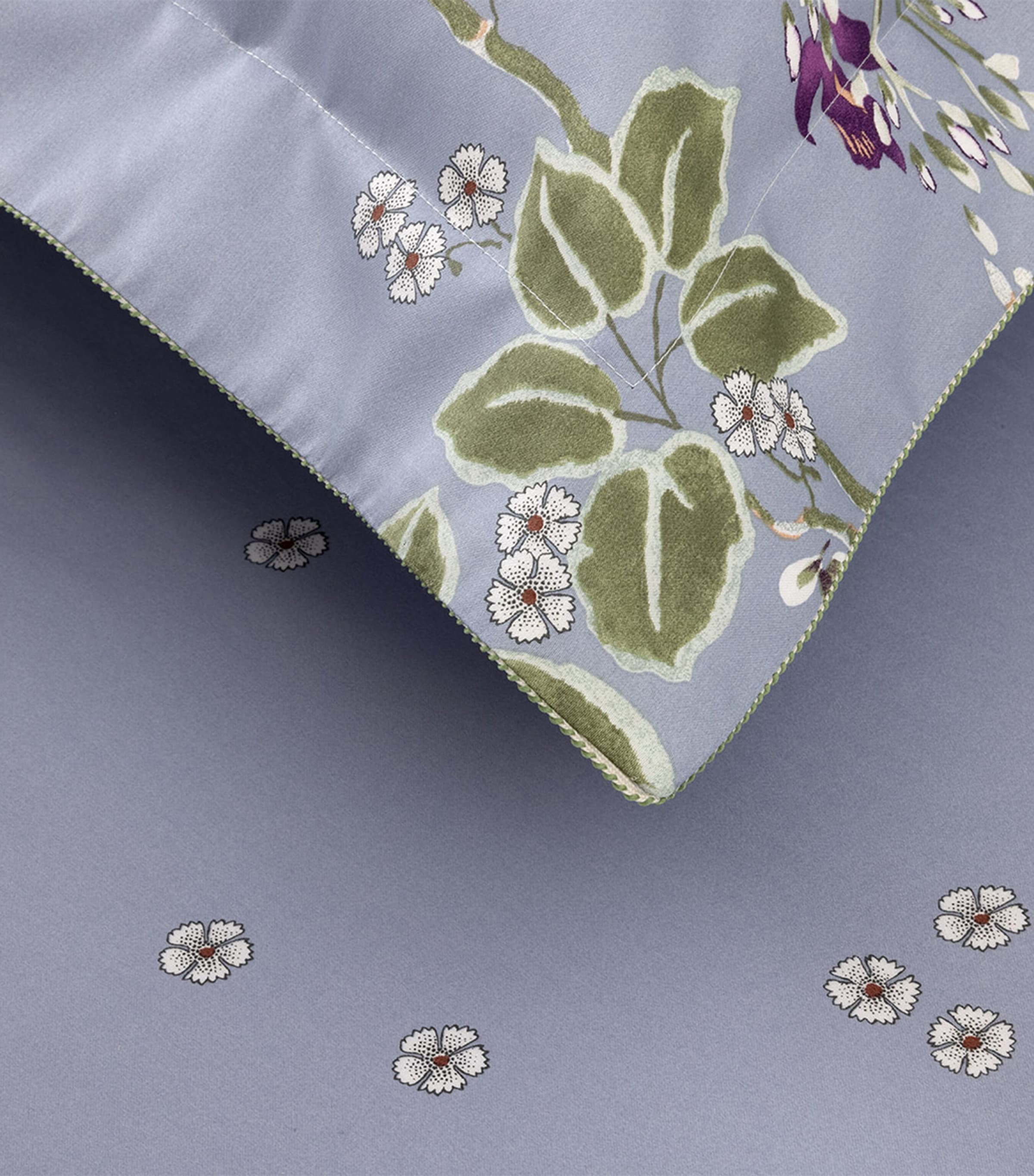 Yves Delorme Organic Cotton Rameau Oxford Pillowcase (50cm x 75cm) Blue Image 5