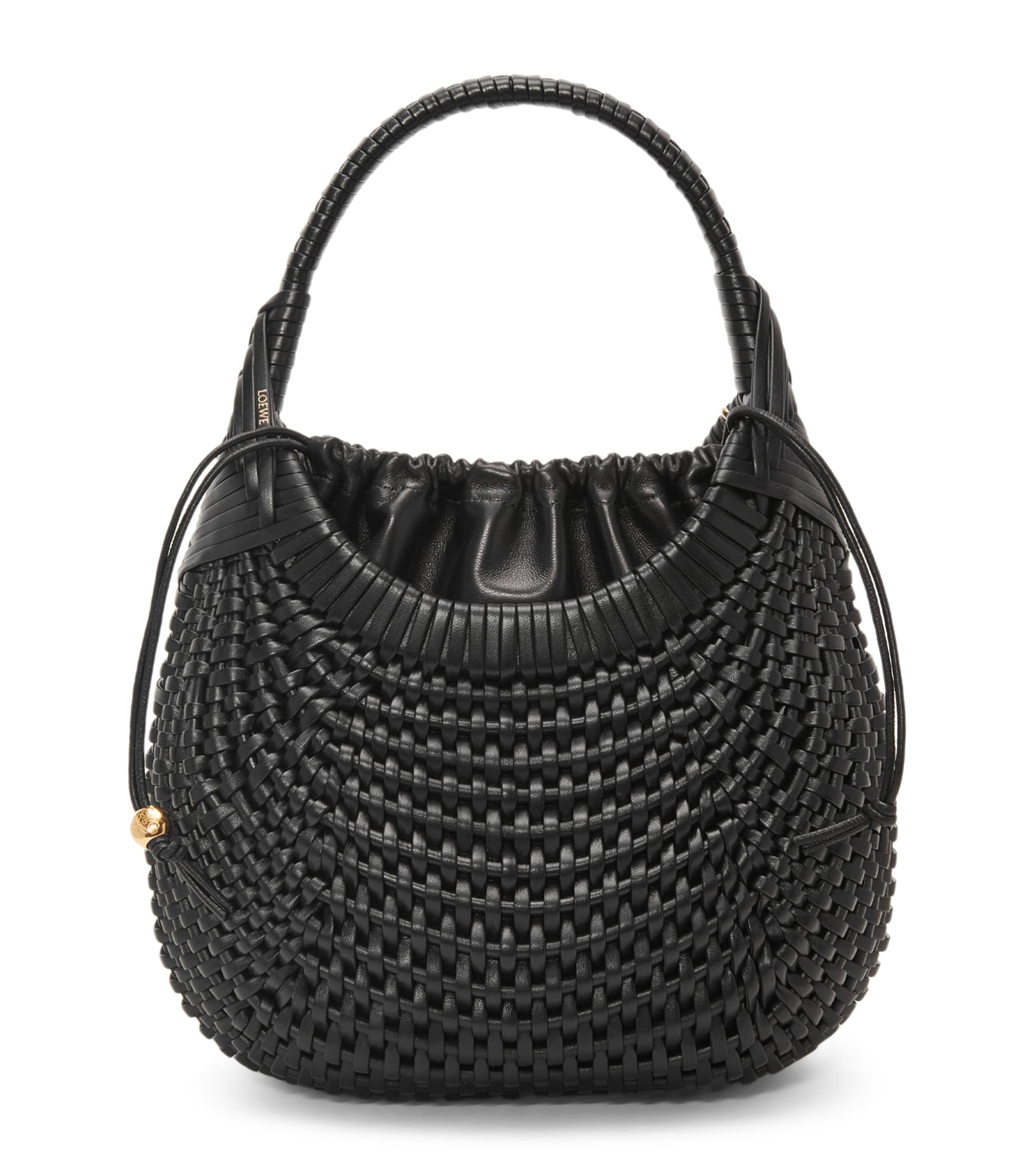 Leather Diamond Top-Handle Bag BLACK Image 1