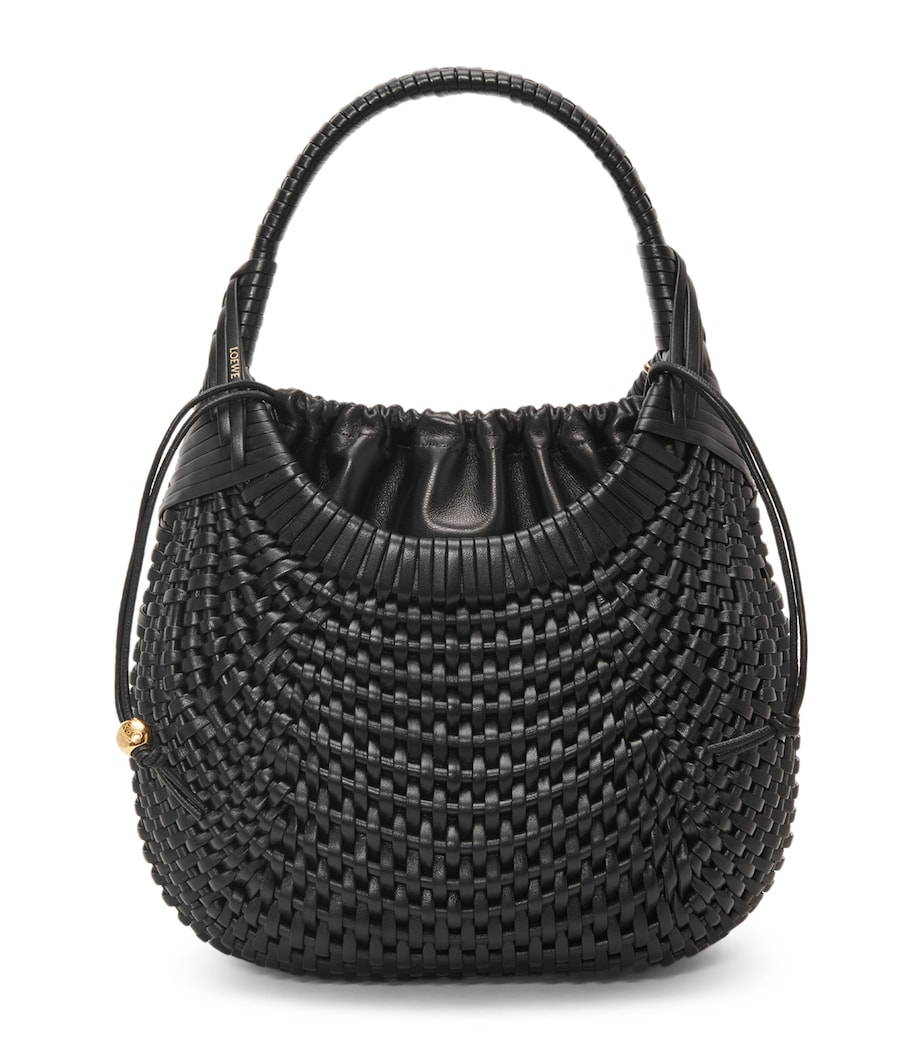 Leather Diamond Top-Handle Bag BLACK Image 1