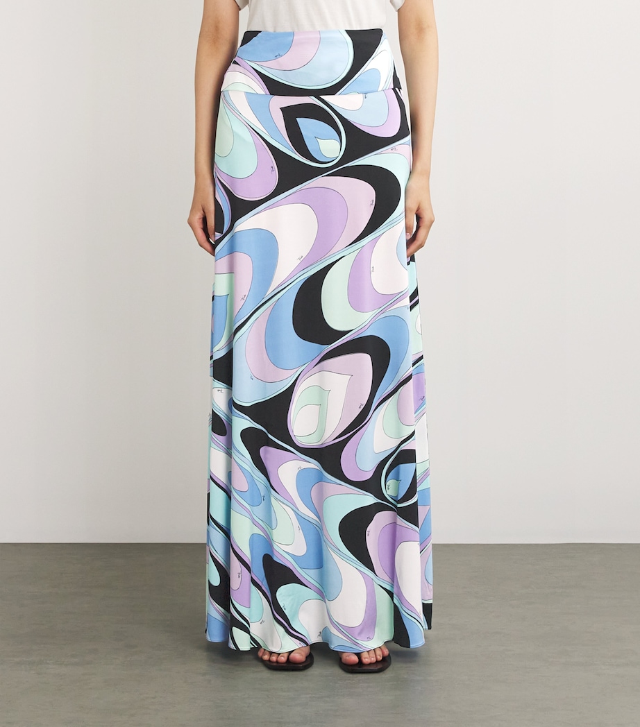 Satin Printed Maxi Skirt CELESTE Image 3