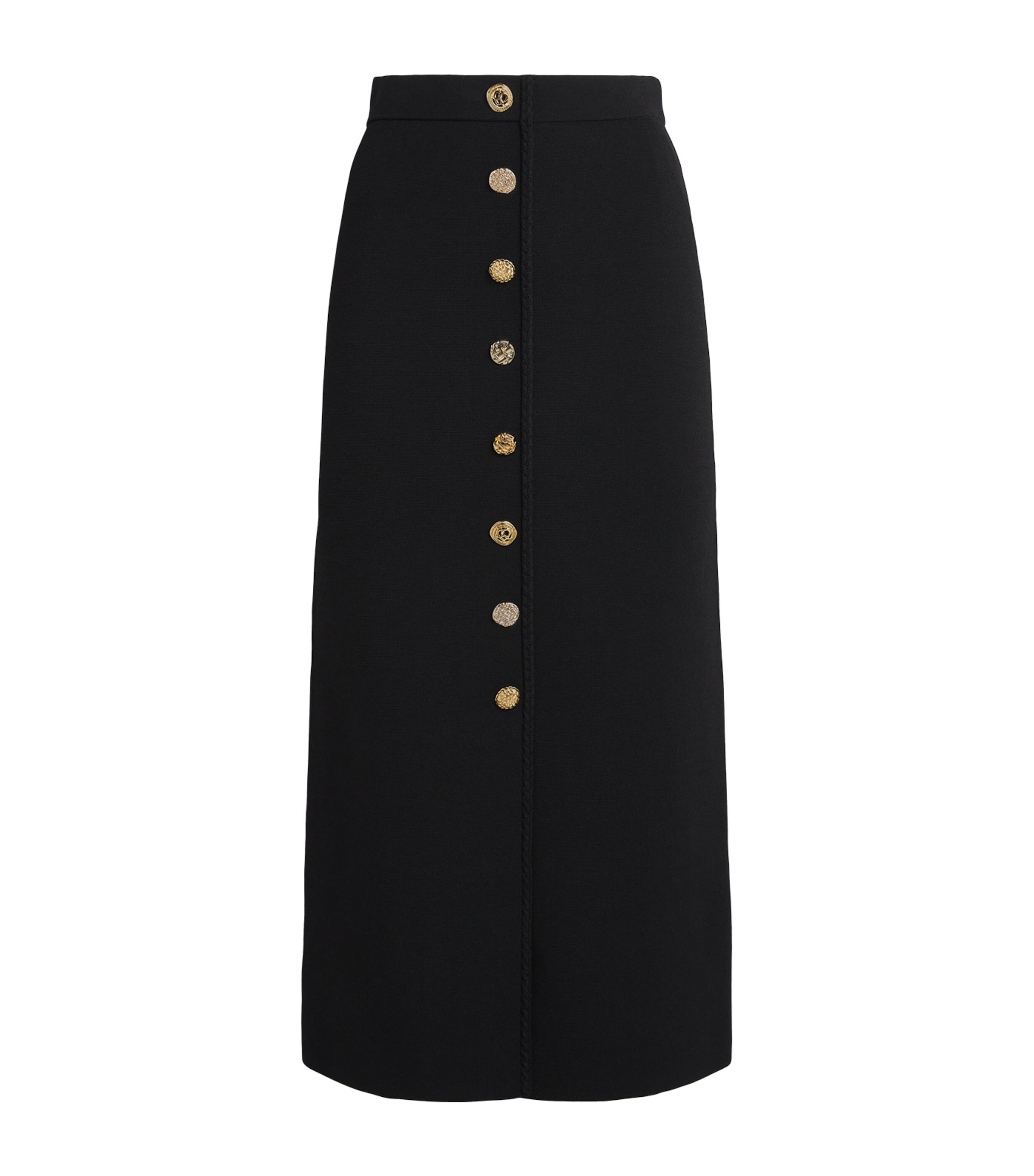 Claudie Pierlot Womens Braid-Detail Midi Skirt Black Image 1