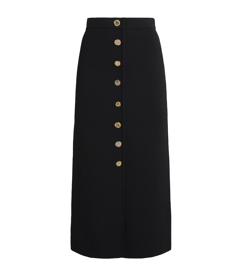 Claudie Pierlot Womens Braid-Detail Midi Skirt Black Image 1
