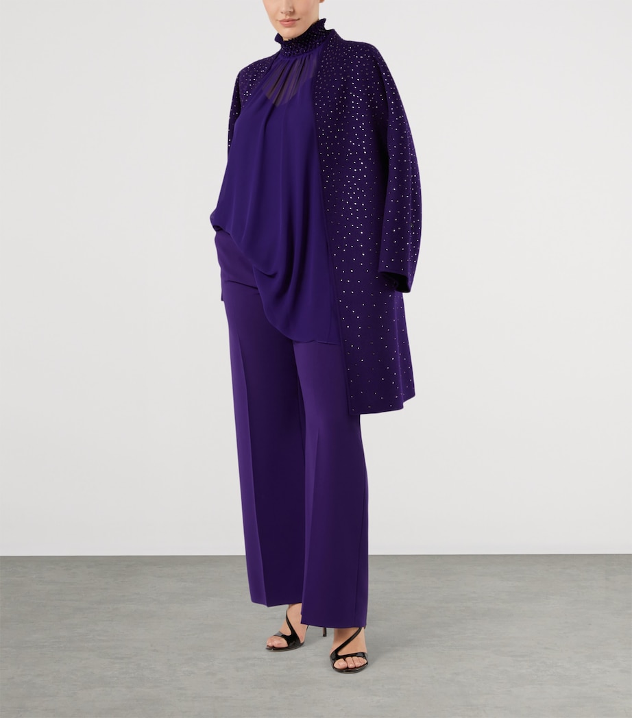 Marina Rinaldi Womens Virgin Wool-Cashmere Embellished Coat Purple Image 2