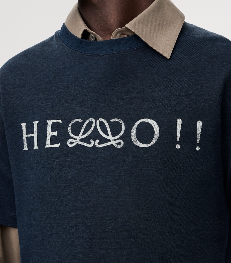 Cotton-Blend Anagram T-Shirt NAVY BLUE Image 6