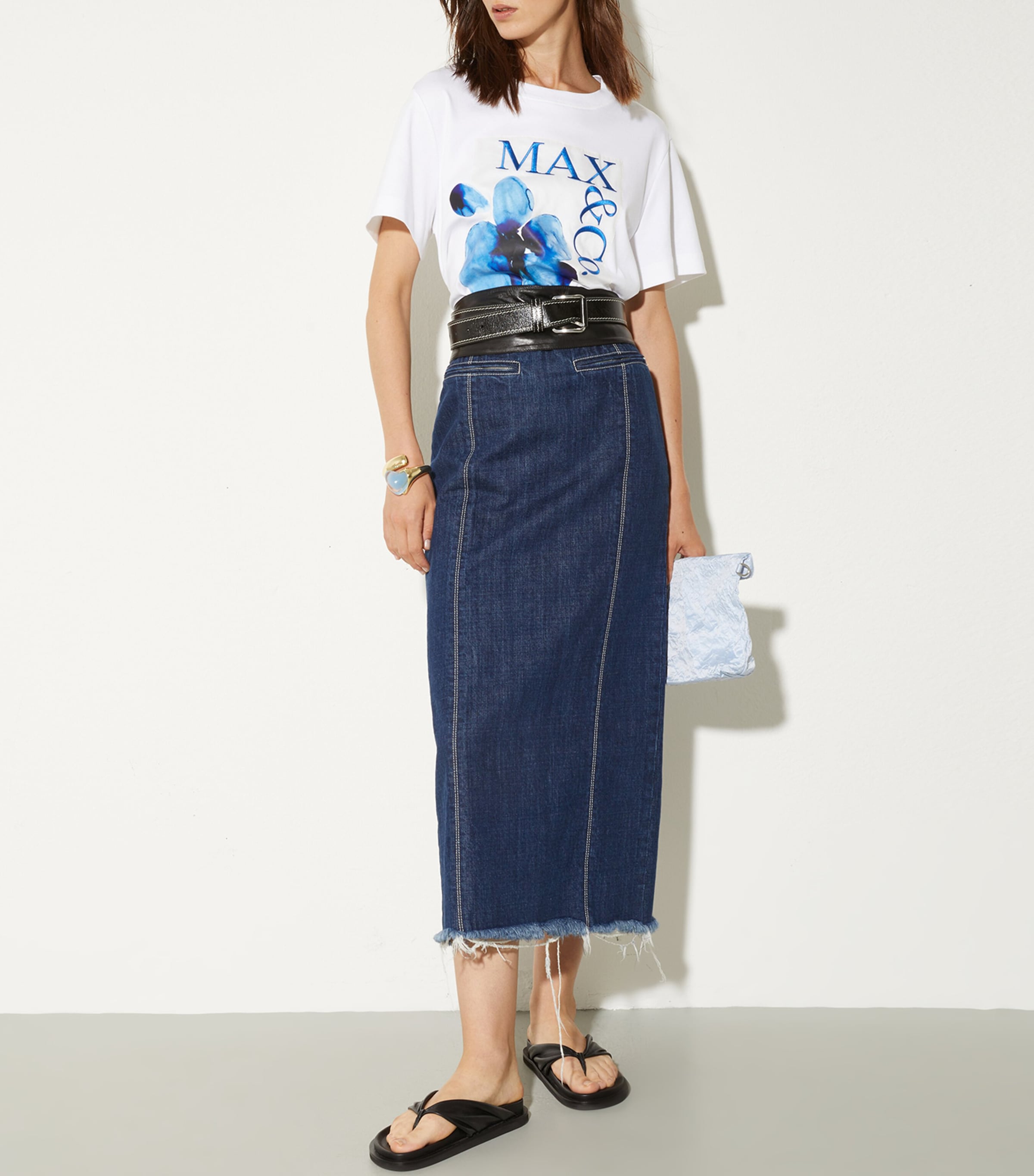 MAX&Co. Womens Cotton Graphic T-Shirt Optical White Image 4