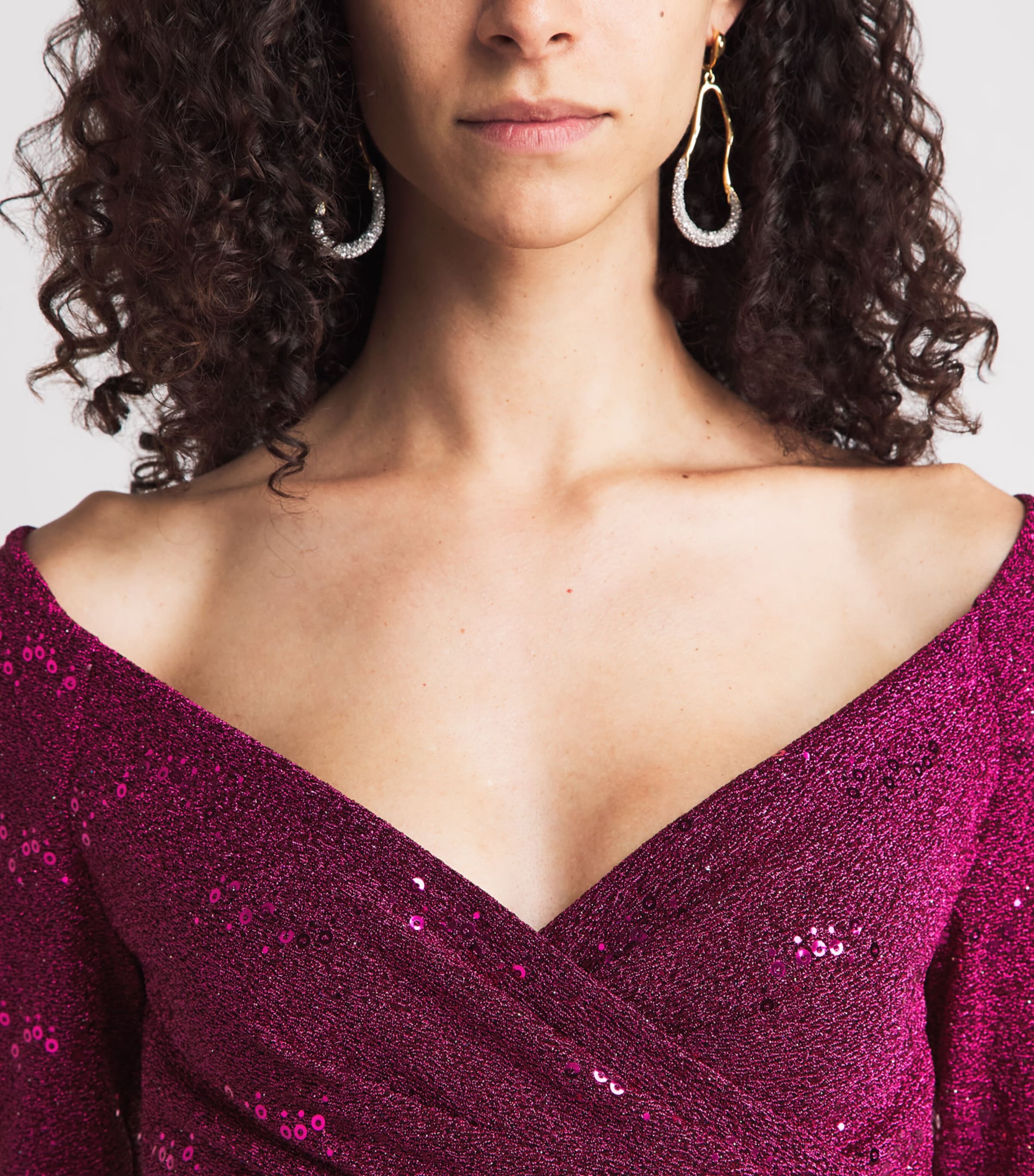 Talbot Runhof Womens Embellished Stardust Gown Cranberry Image 3