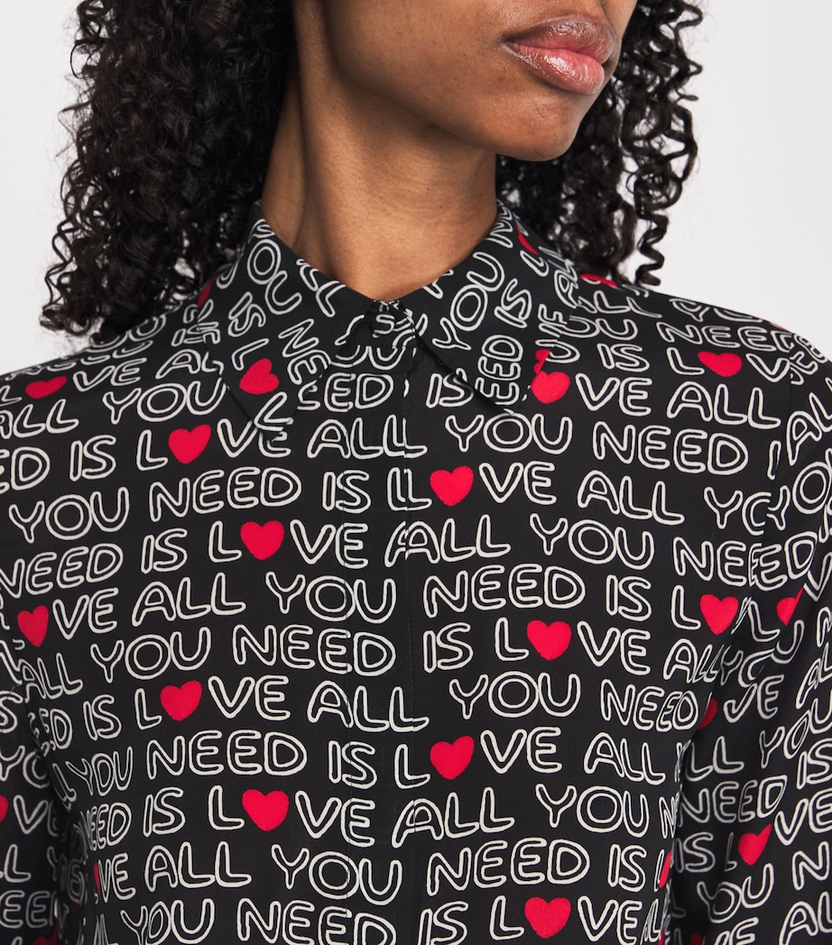 Alice+Olivia Womens x The Beatles Silk Willa Shirt All You Need Is Love Image 6