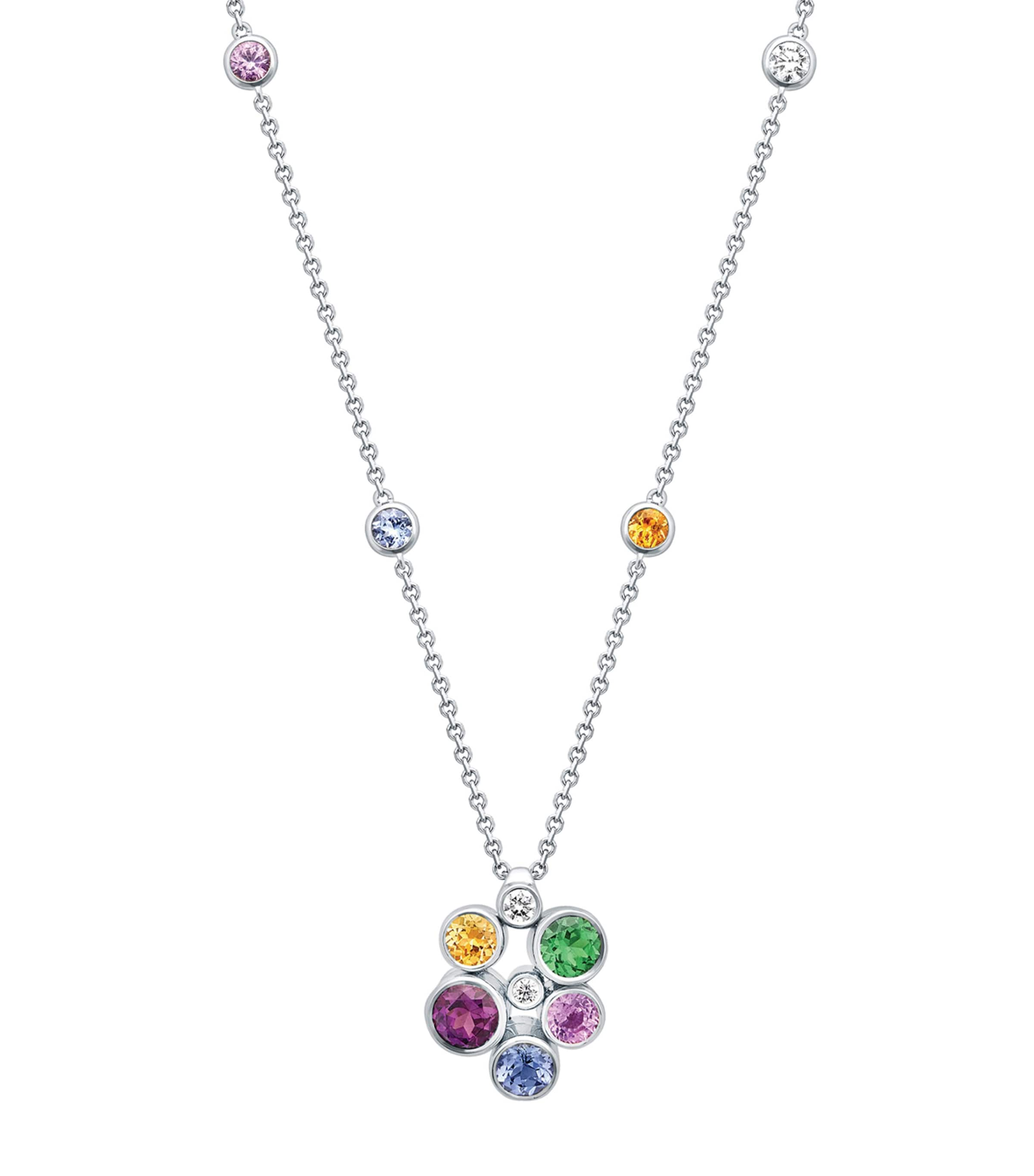 Shop Boodles White Gold, Diamond, Tanzanite And Gemstone Raindance Rainbow Pendant