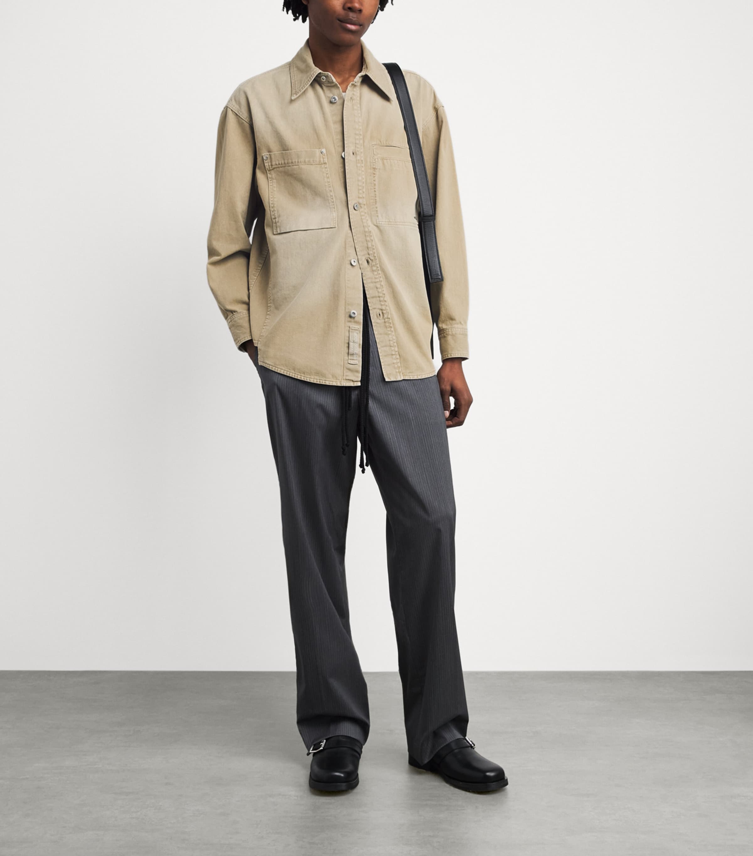 Wooyoungmi Mens Denim Overshirt Beige Image 2