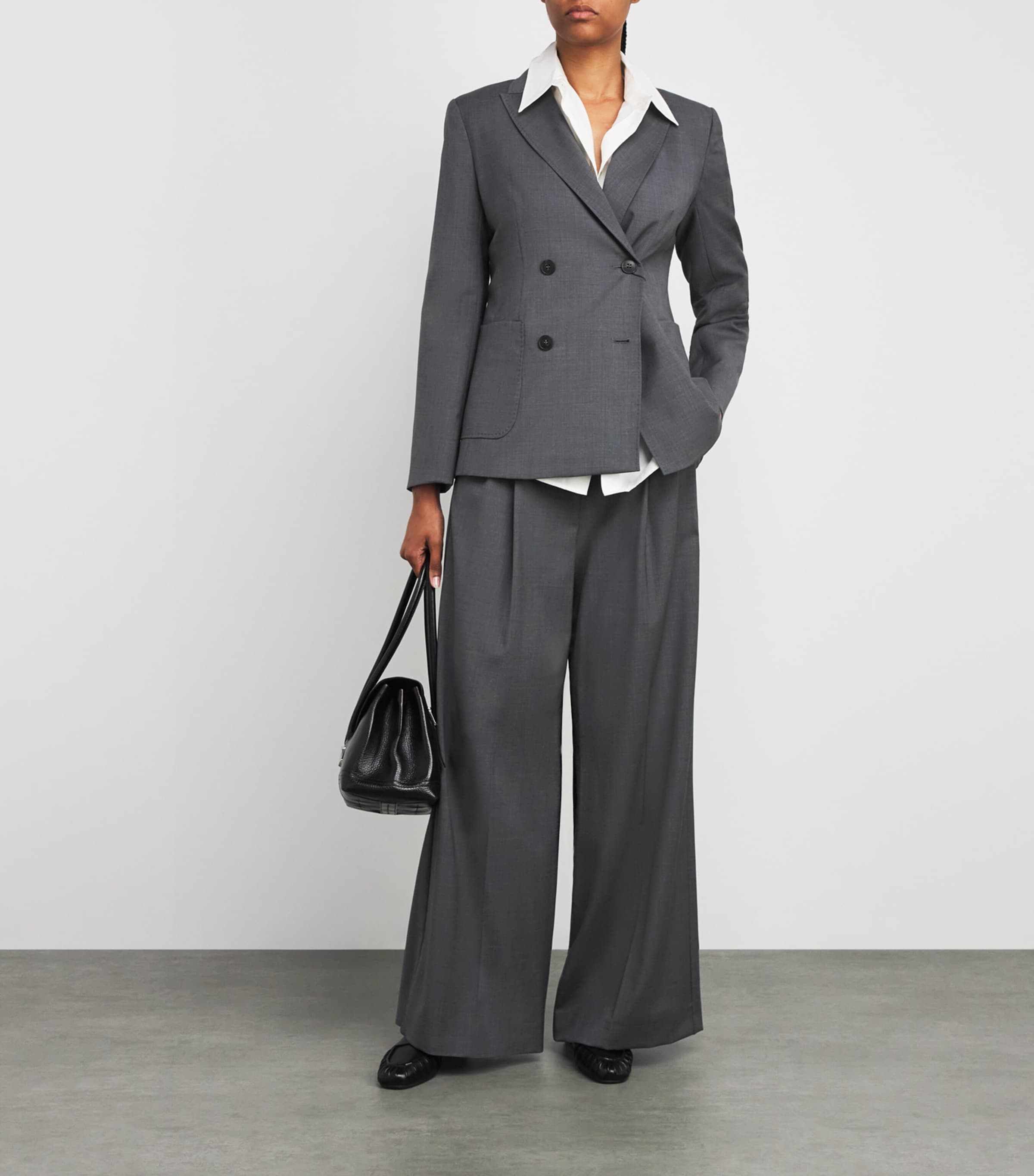 Virgin Wool Double-Breasted Blazer MEDIUM GREY Image 2