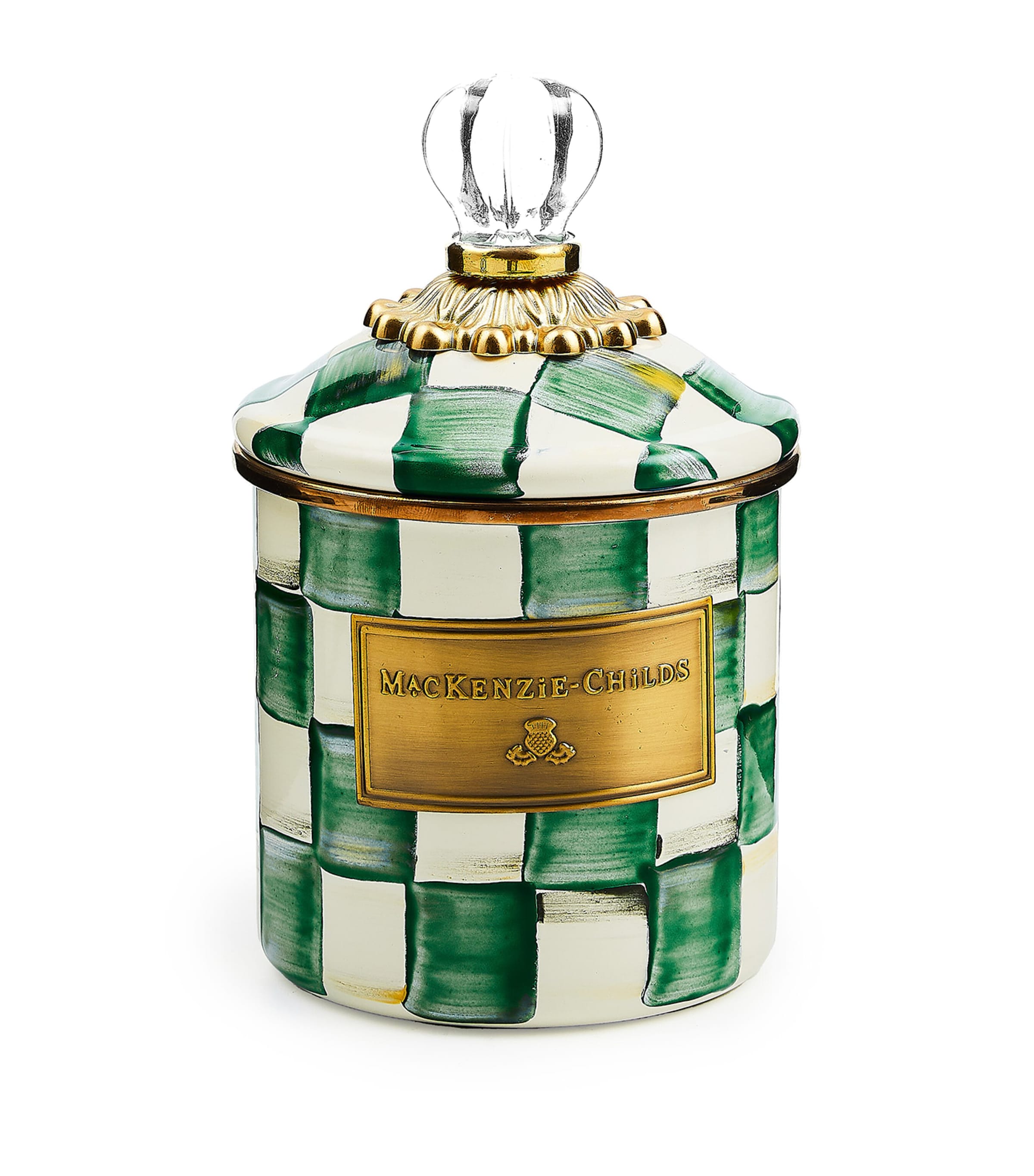 Mackenzie-childs Emerald Check Demi Cannister
