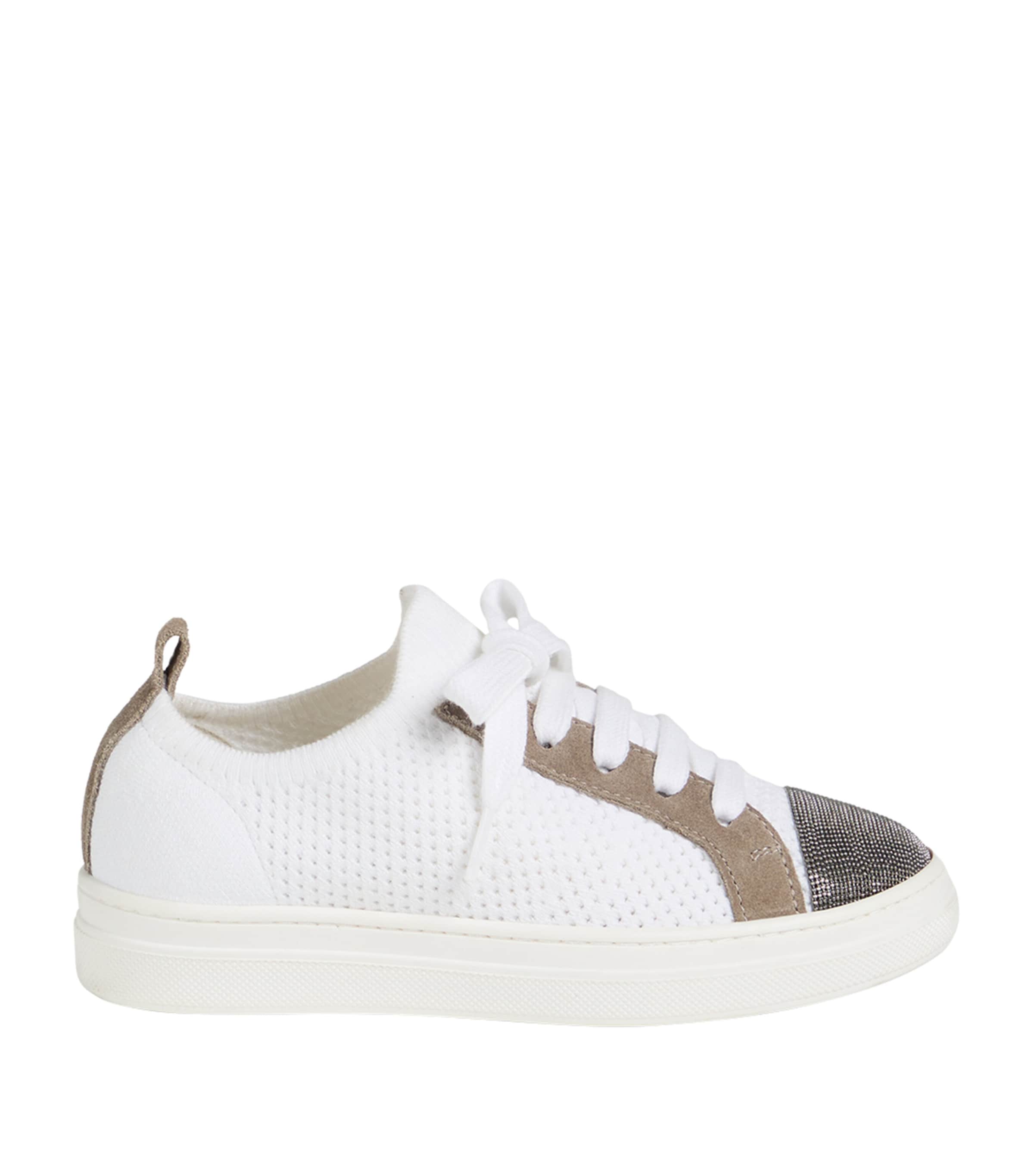 Brunello Cucinelli Kids' Suede-trim Knit Monili Sneakers