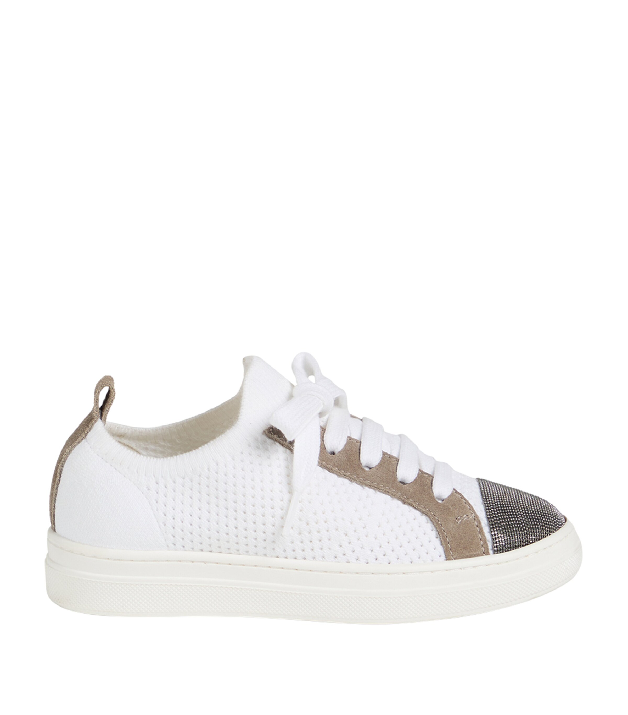 Brunello Cucinelli Kids Suede-Trim Knitted Monili Sneakers | Girls Shoes | Trainers | Designers | Brunello Cucinelli