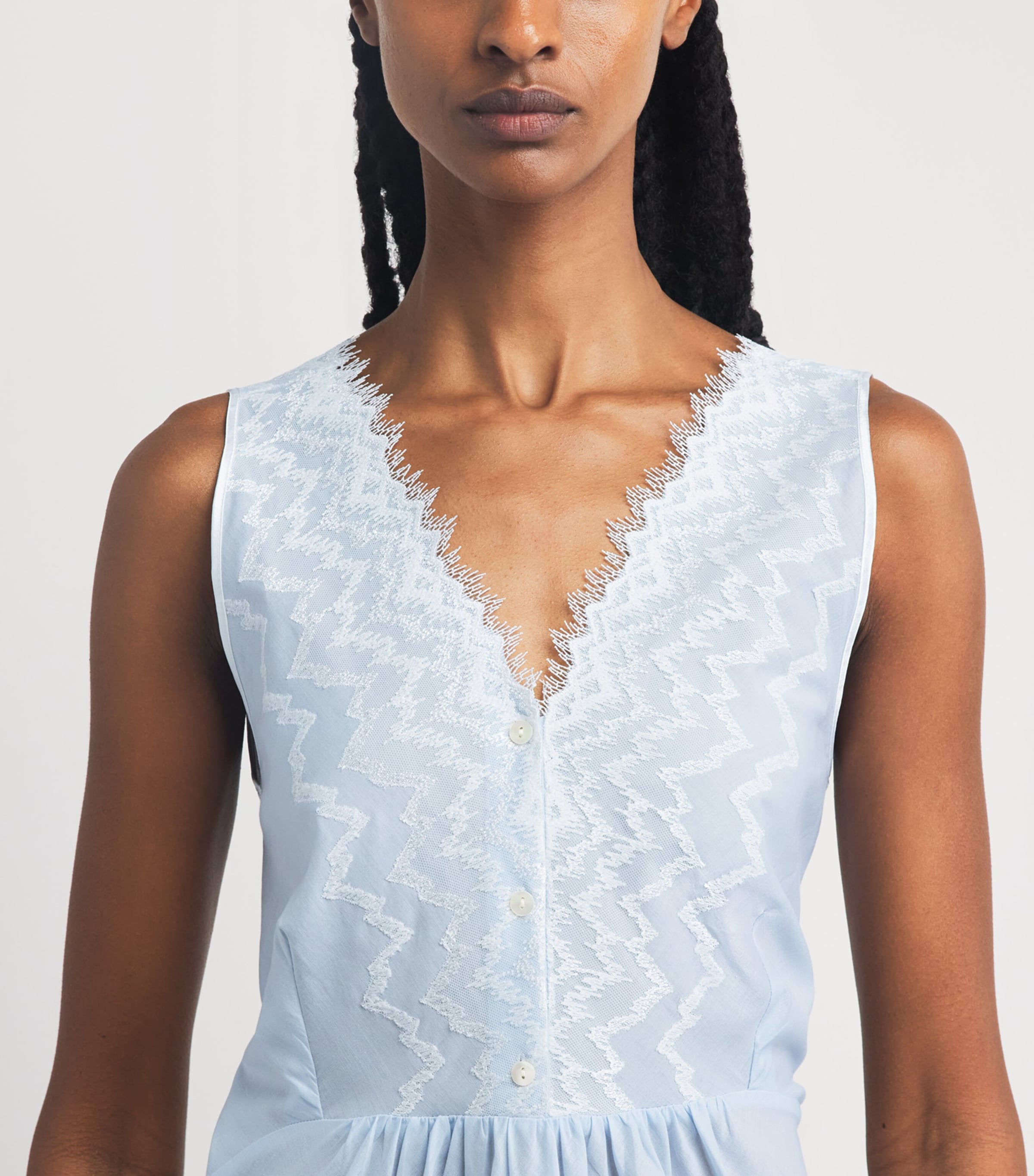 Bocan Womens Cotton Lace-Trim Yasmine Nightdress Baby Blue Image 3