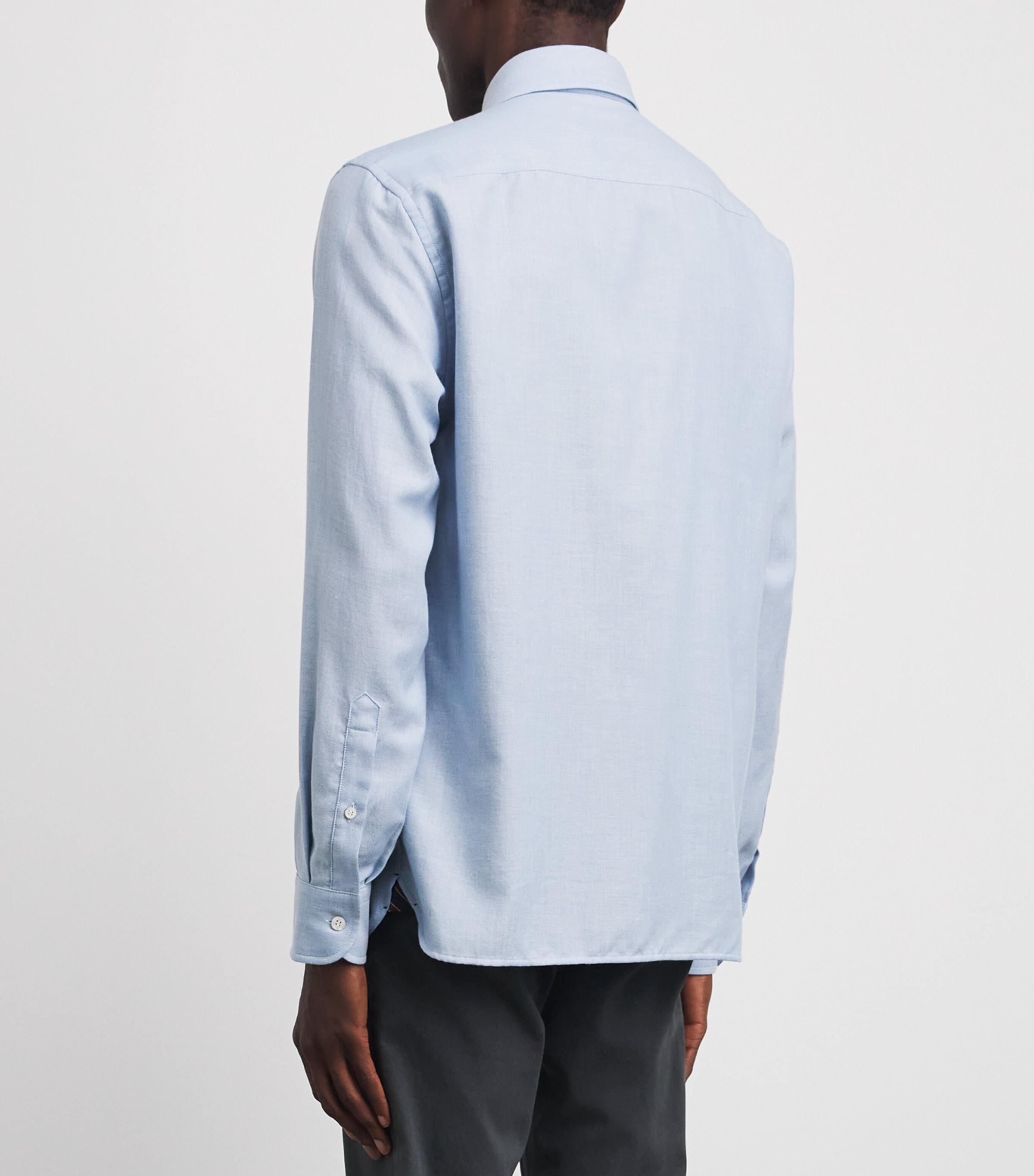 Jacob Cohën Mens Cotton-Cashmere Batavian Twill Embroidered Shirt Azure Image 5