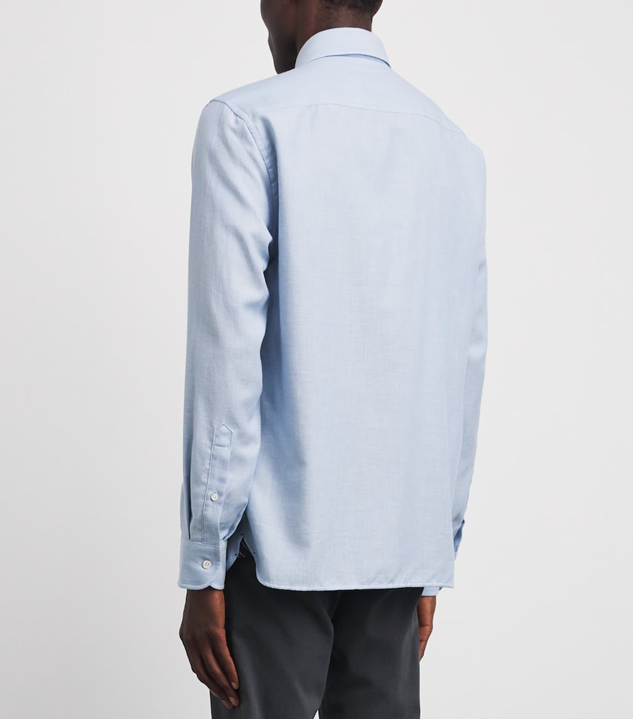 Jacob Cohën Mens Cotton-Cashmere Batavian Twill Embroidered Shirt Azure Image 5