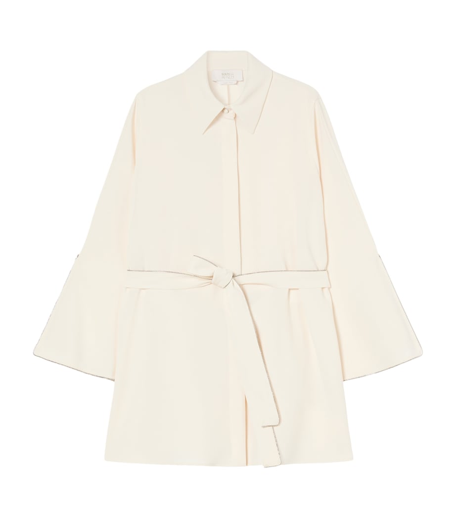 Marina Rinaldi Womens Embellished Belted Blazer Ivory Image 1