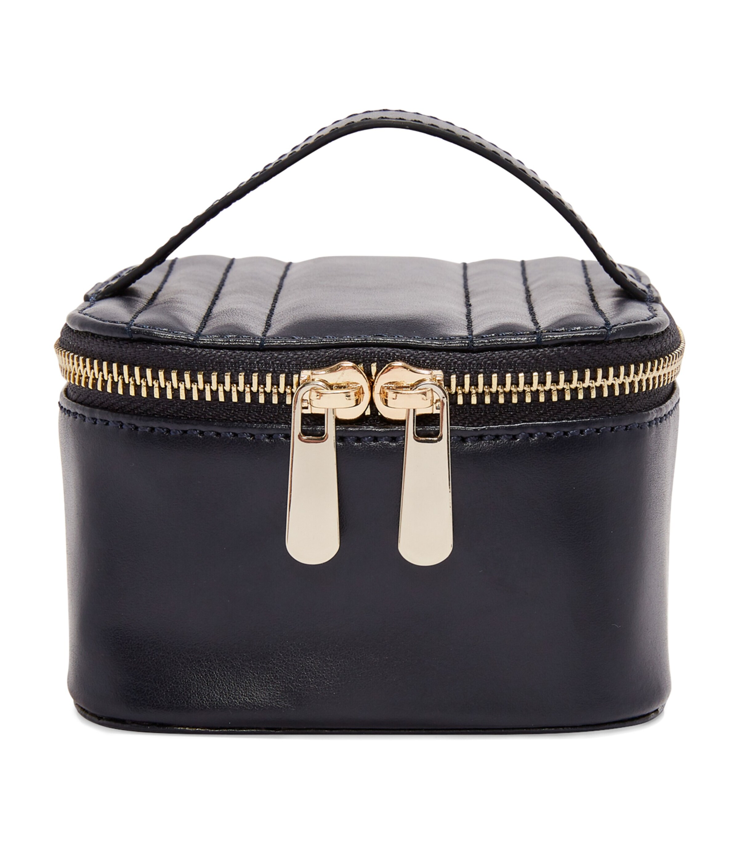 WOLF Vegan Leather Maria Cube Jewellery Case Navy Image 1