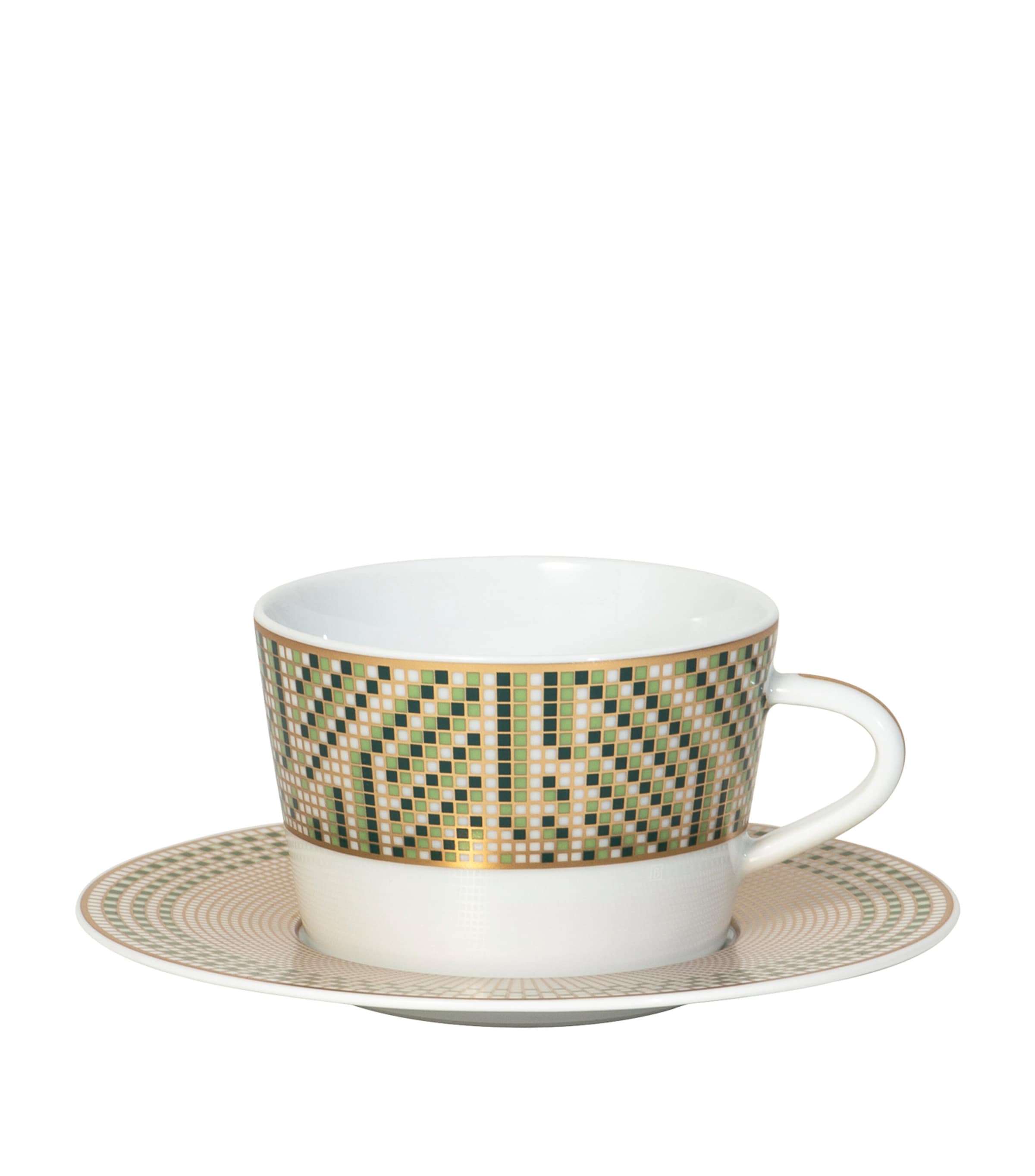 Porcelain Teacup and Saucer OR ET VERT Image 3