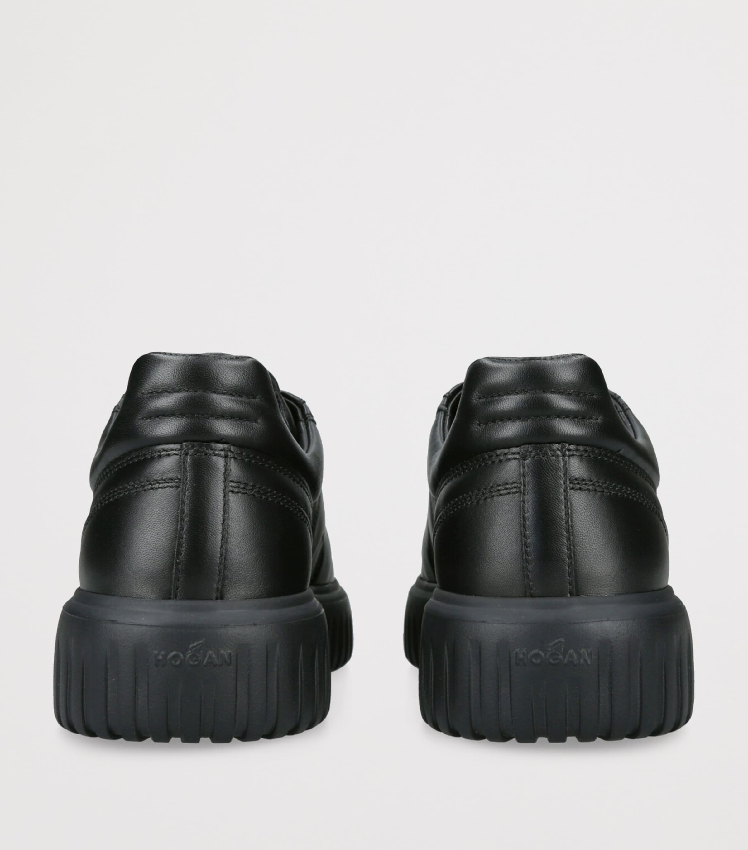 Leather H-Stripes Tread Sneakers BLACK Image 2