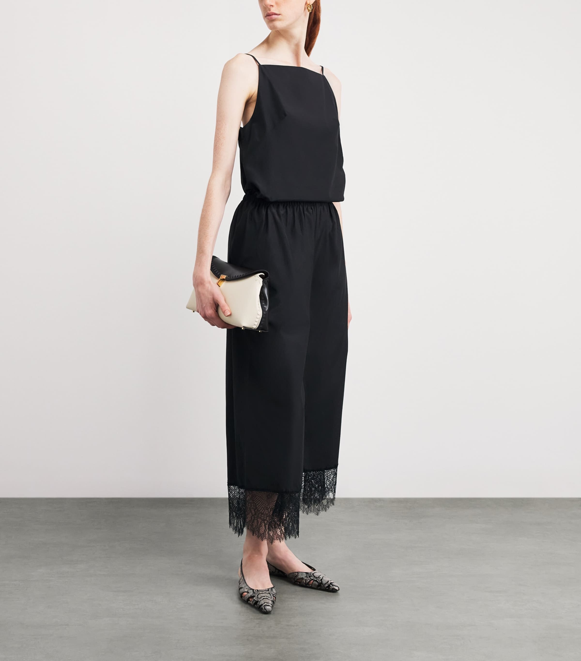 Silk-Cotton Lira Wide-Leg Trousers DBLK BLACK Image 2