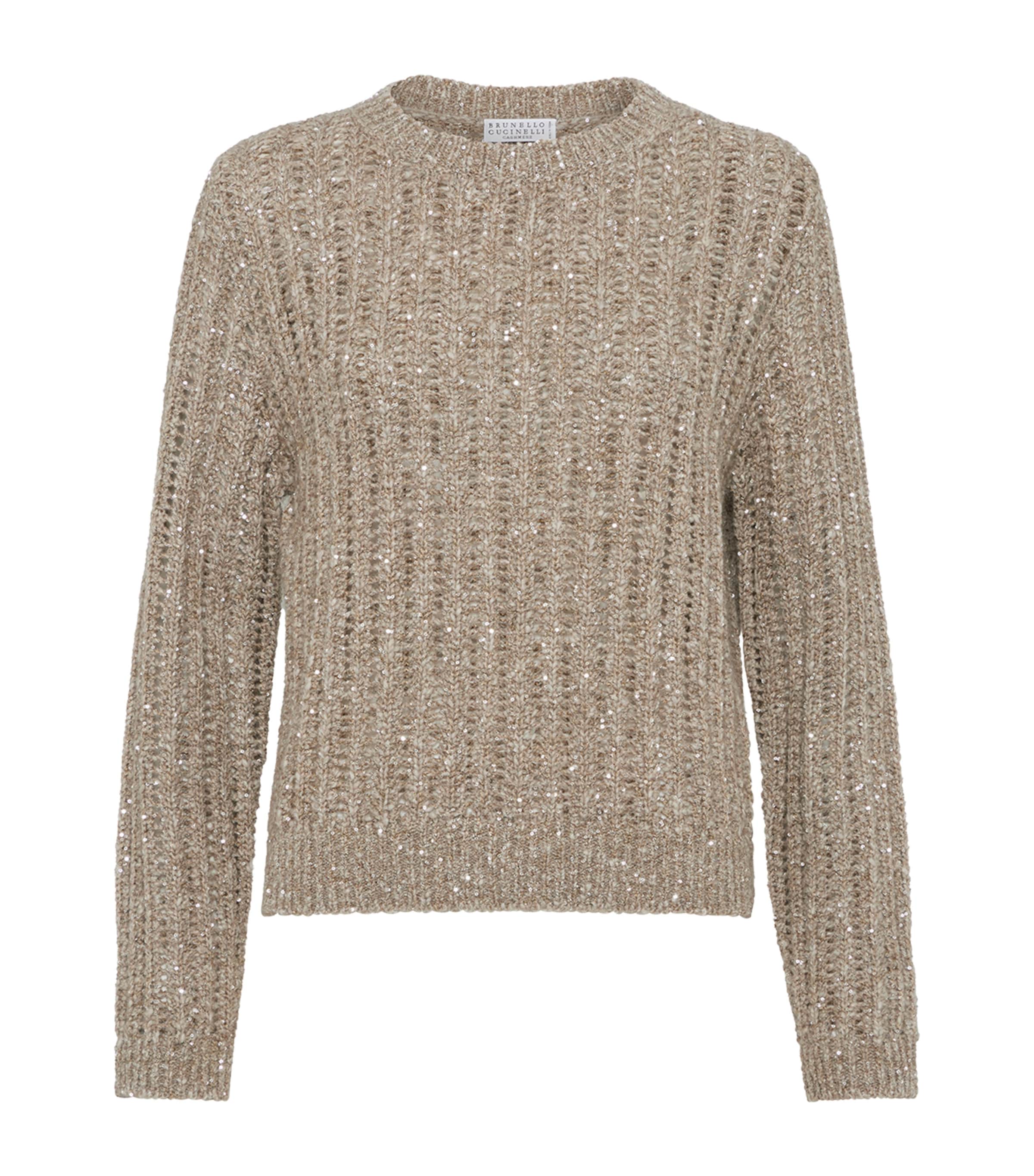 Brunello Cucinelli Wool-cashmere-blend Dazzling Rib Sweater In Sand