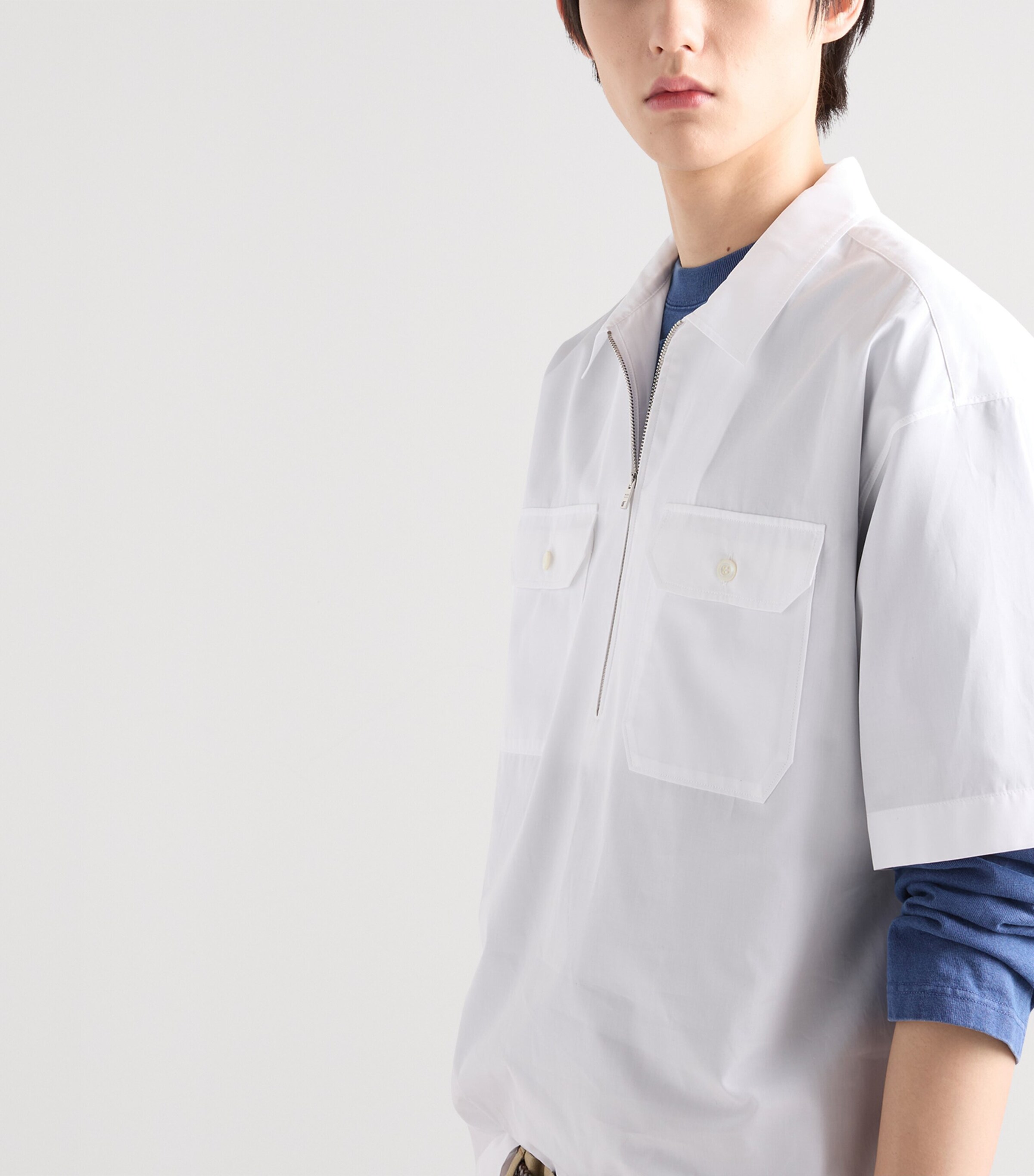 Prada Mens Cotton Bowling Shirt White Image 4