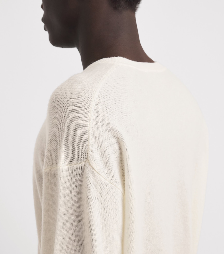 FRAME Mens Wool-Cashmere Crew-Neck Sweater Offwhite Image 3