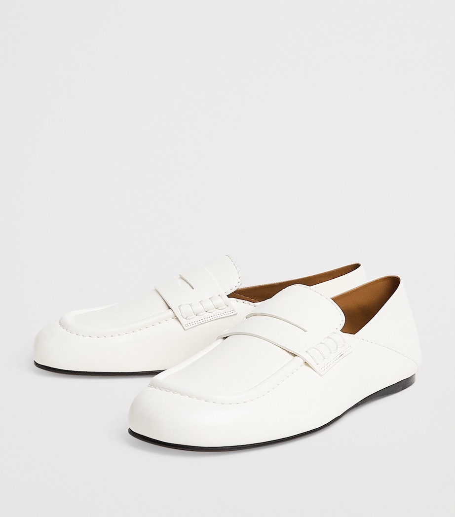 Sandro Paris Leather Round-Toe Loafers White Image 3