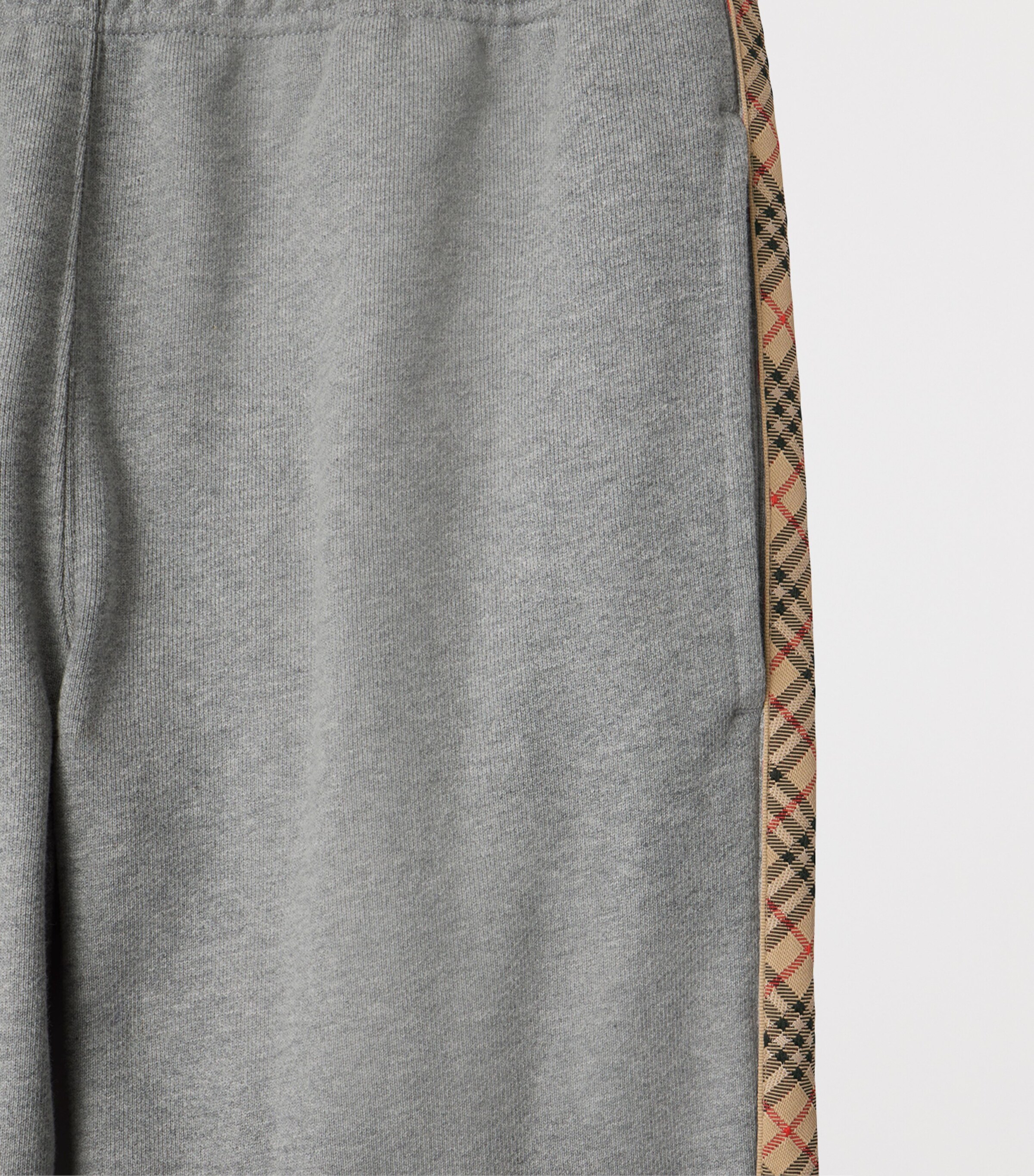 Cotton Check-Stripe Slim Sweatpants PALE GREY MELANGE Image 4