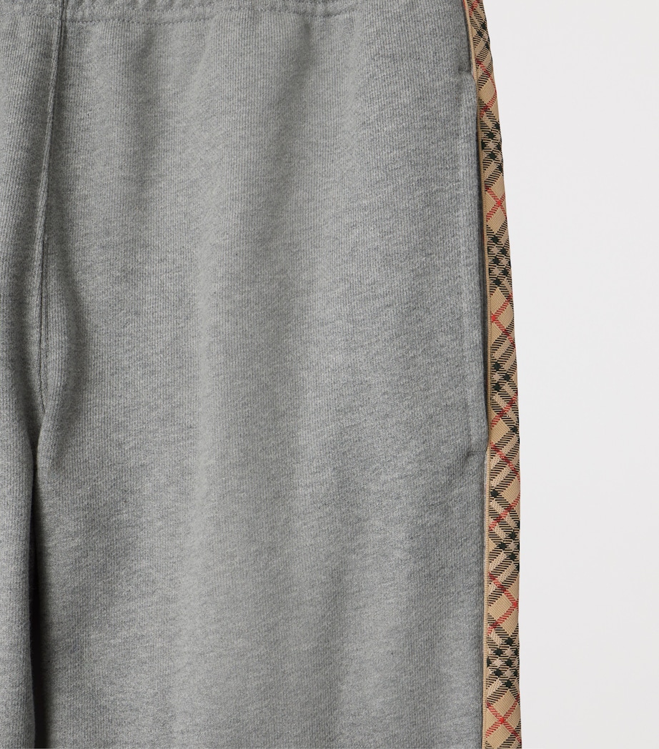 Cotton Check-Stripe Slim Sweatpants PALE GREY MELANGE Image 4