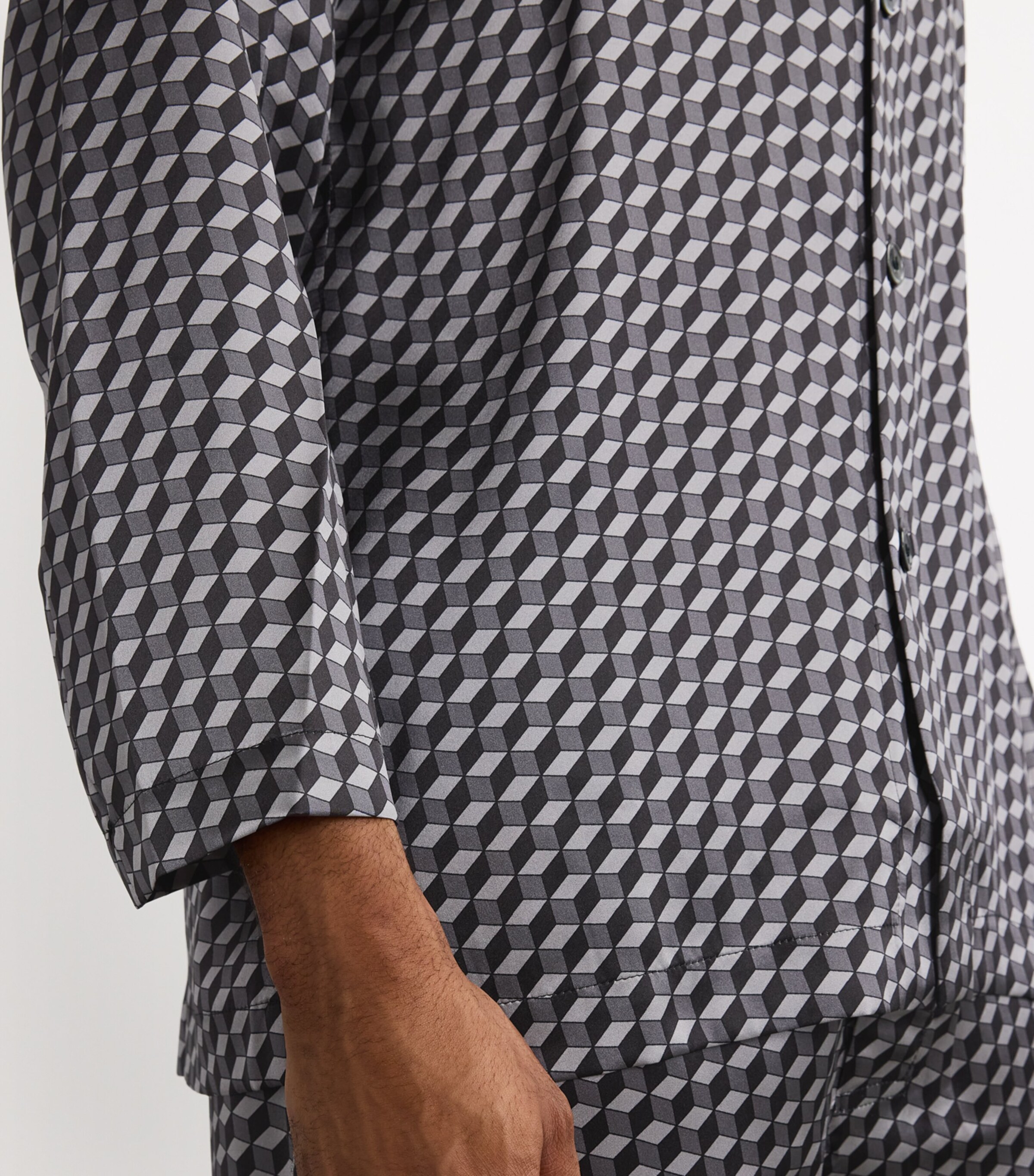 Silk Geometric Print Pyjamas MULTI Image 8