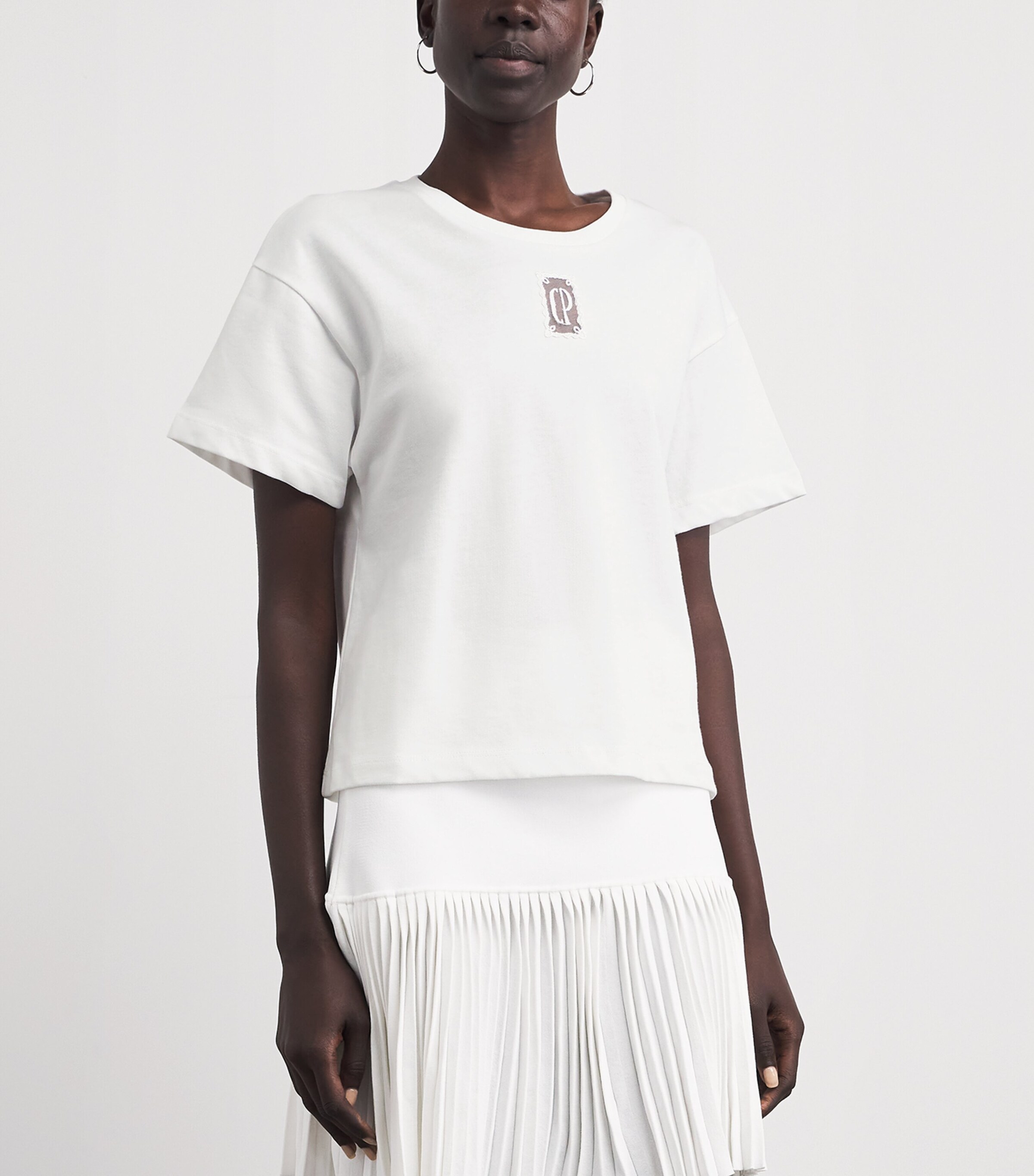 Claudie Pierlot Womens Cotton Tulle Logo T-Shirt Ecru Image 4