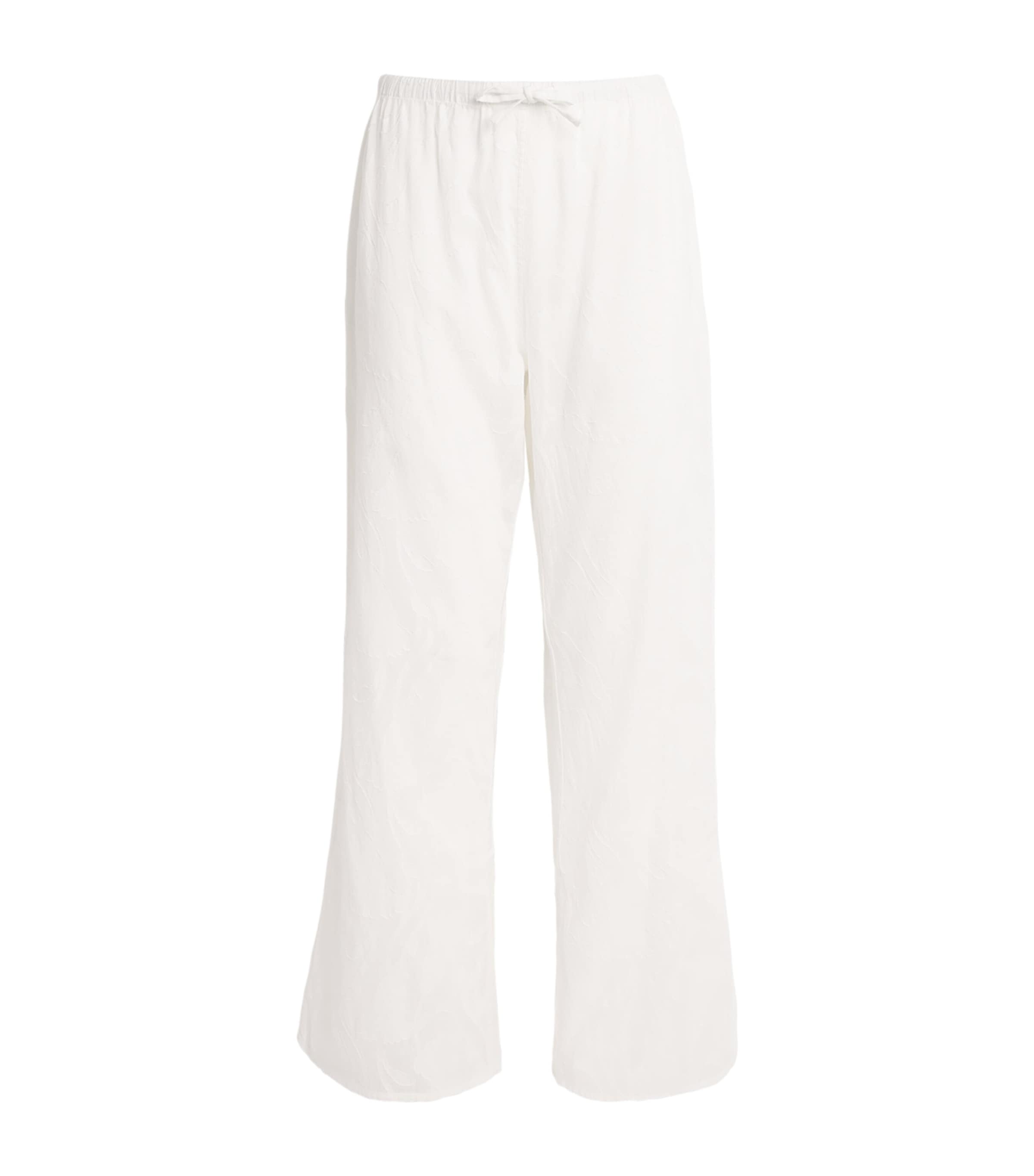Desmond & Dempsey Floral Jacquard Pyjama Trousers In White