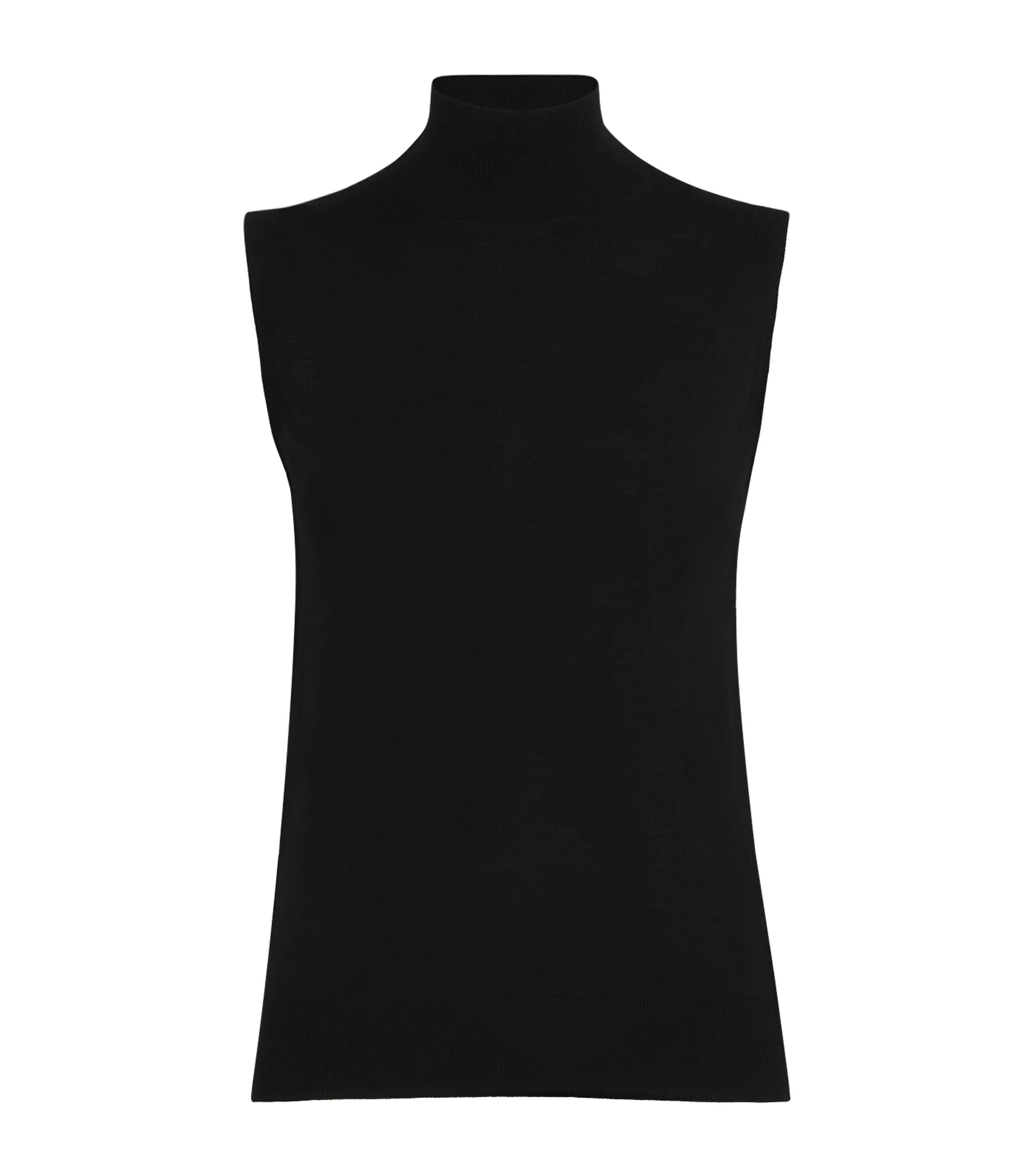 Max Mara Virgin Wool Sleeveless Sweater In Black
