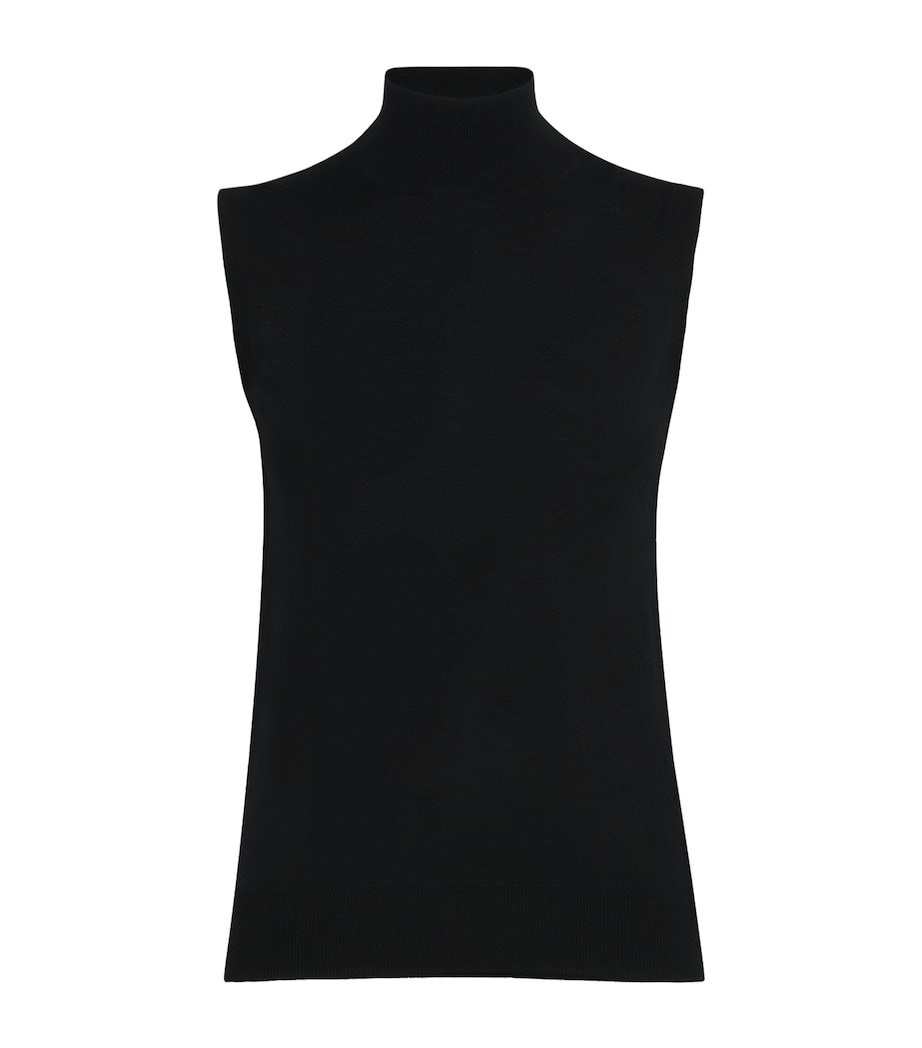 Virgin Wool Sleeveless Sweater BLACK Image 1