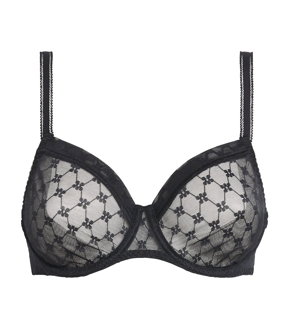 Simone Perele Womens Lace Plume Plunge Bra Black Image 1