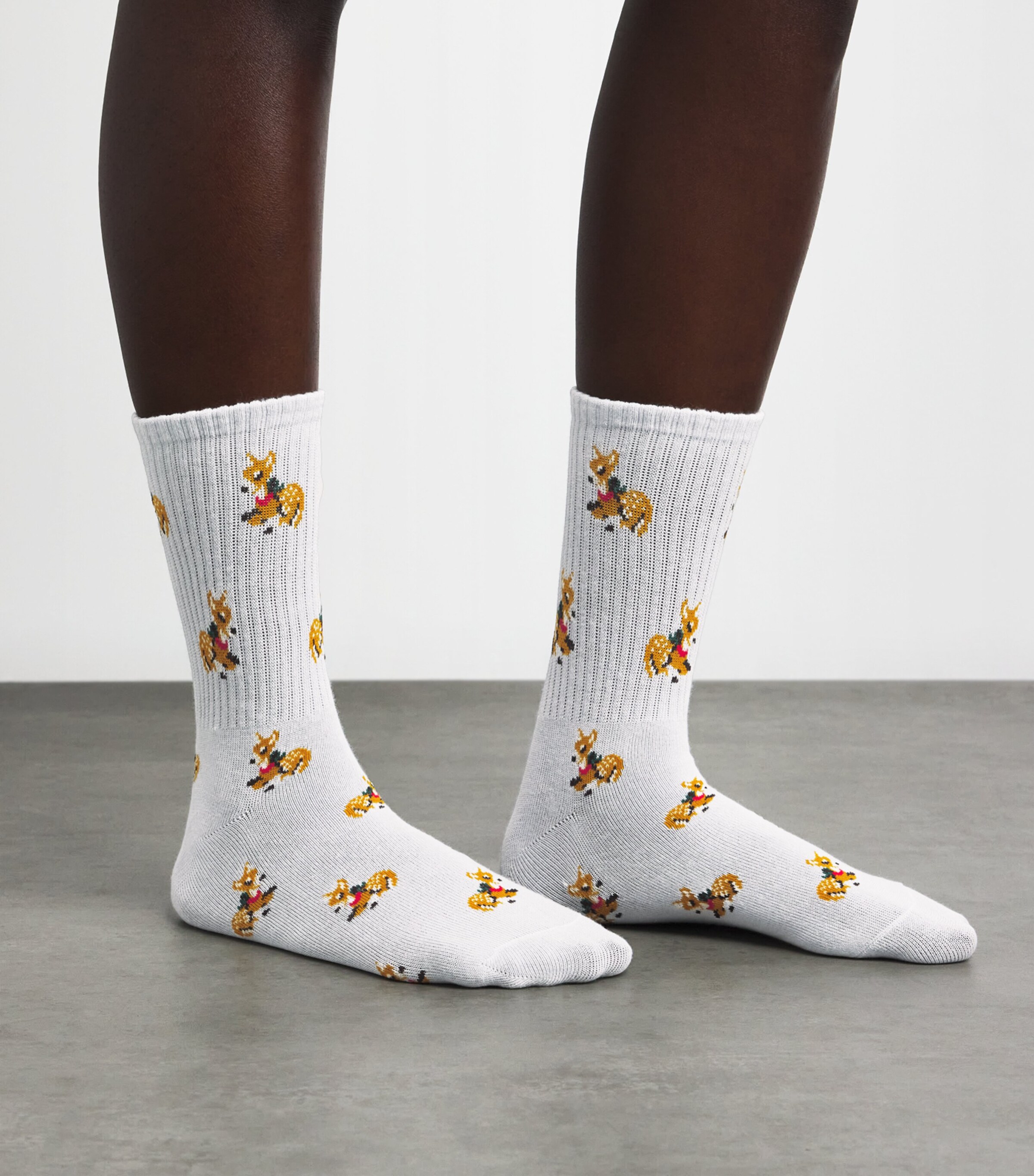Skims Womens Cotton-Blend Crew Socks (Pack of 2) Zen Baby Deer Multi Image 2