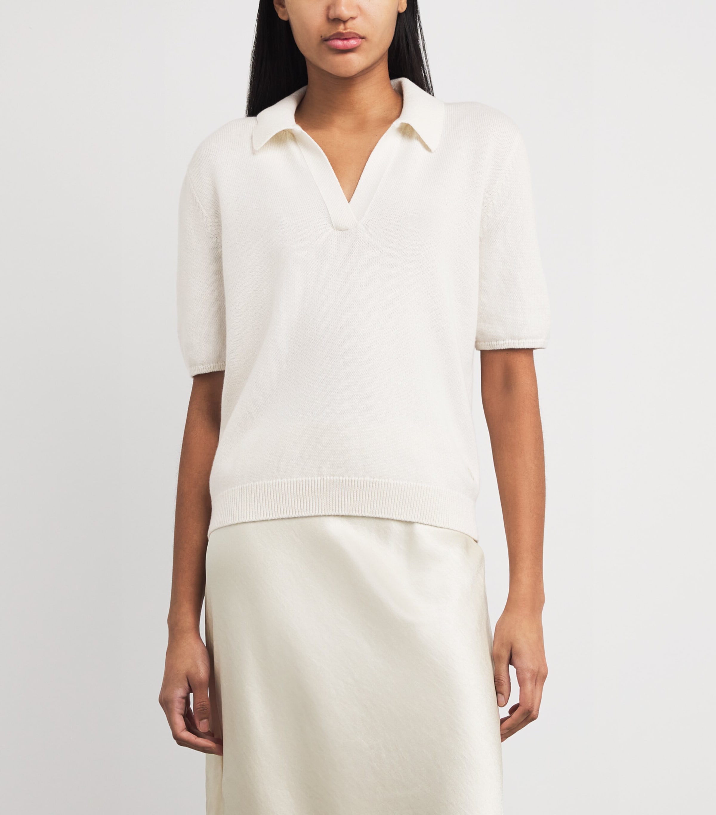 Harrods Womens Cotton-Cashmere Collared Sweater Niveous Image 4