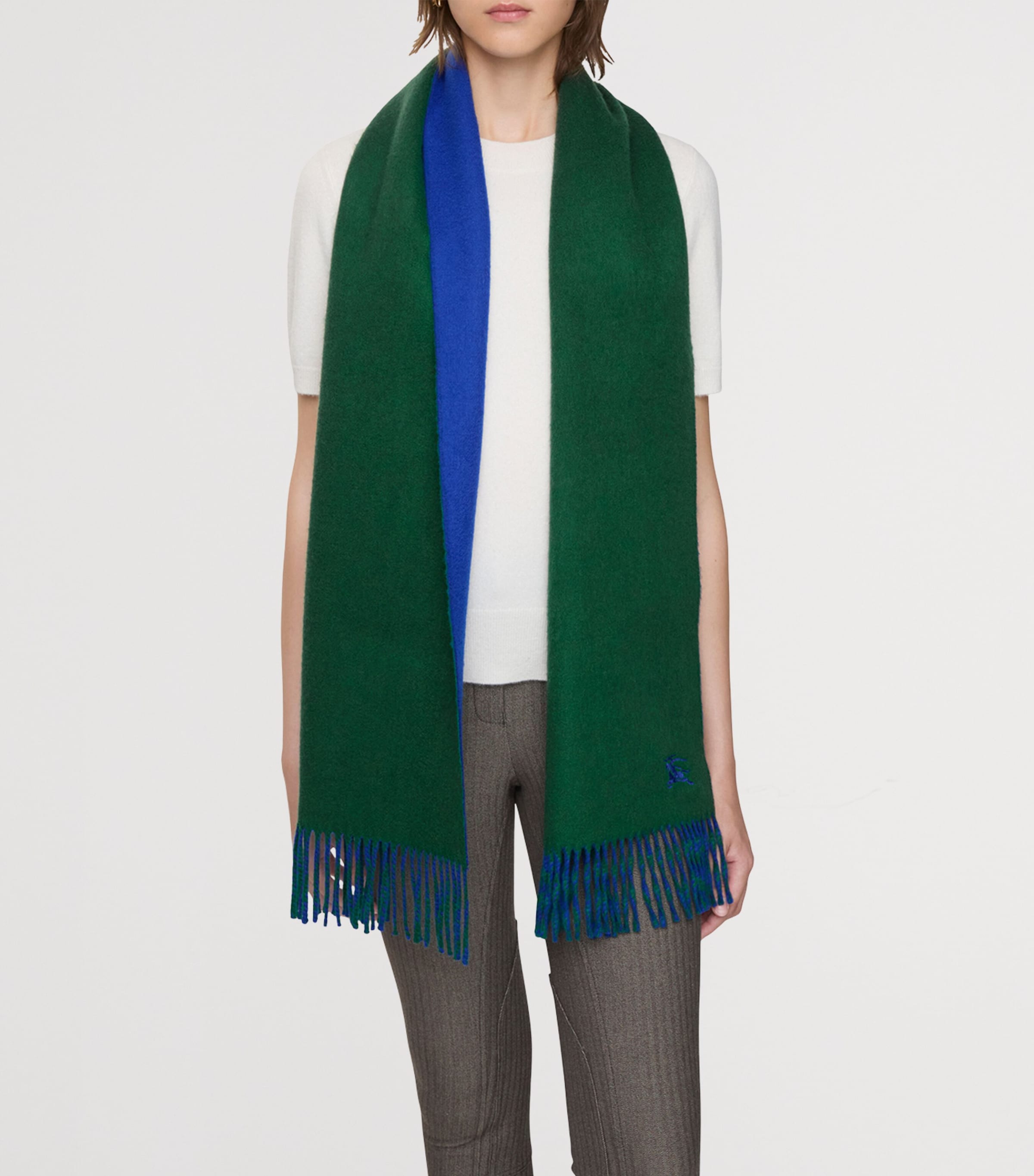 Cashmere Reversible EKD Scarf DARK FERN GREEN/KNIG Image 5